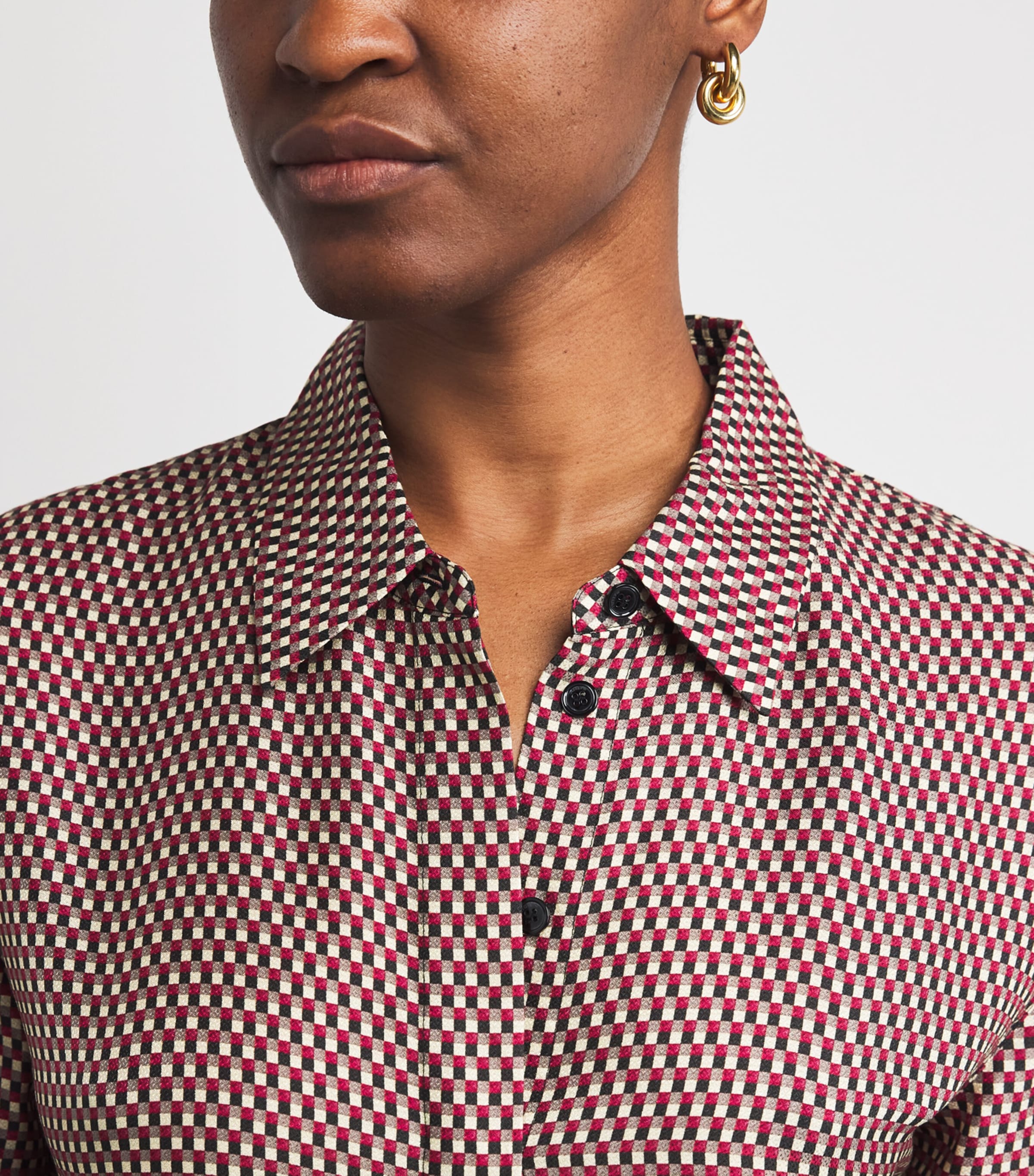 Check Print Joe Blouse RUBY COMBO Image 6