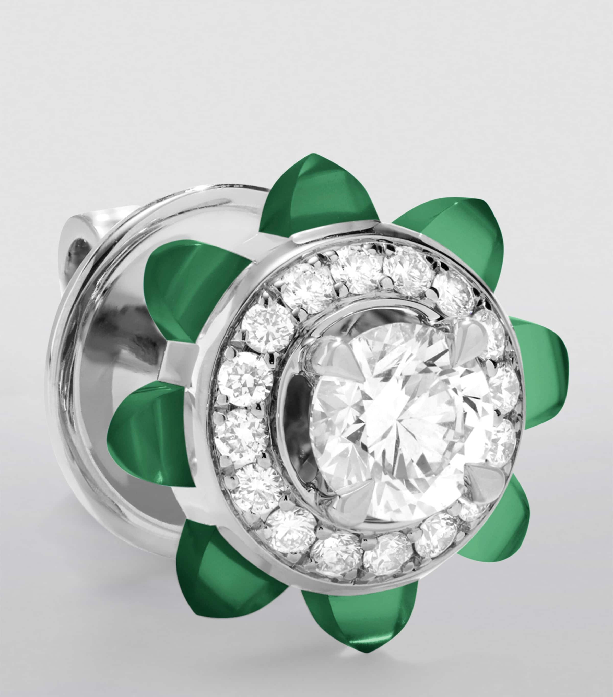 White Gold, Diamond and Green Agate Tip-Top Earrings WHITE GOLD Image 2