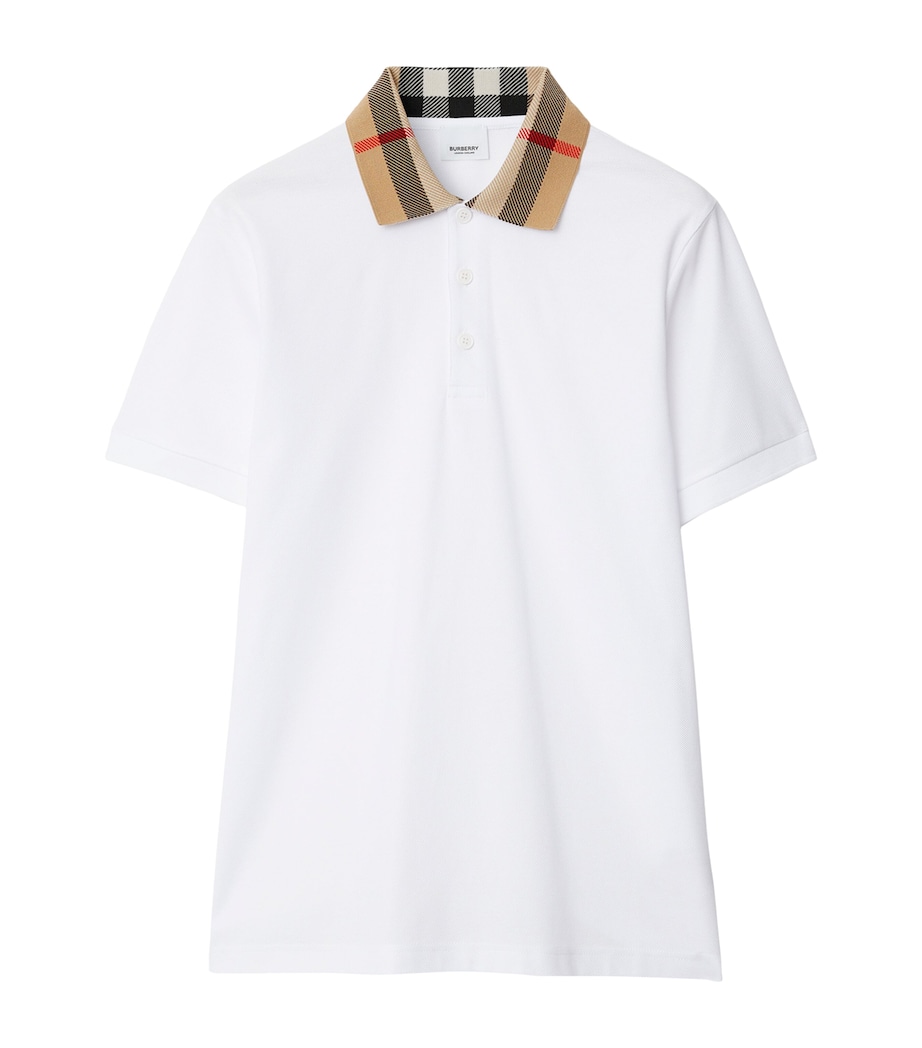 Cotton Check-Collar Polo Shirt WHITE Image 1