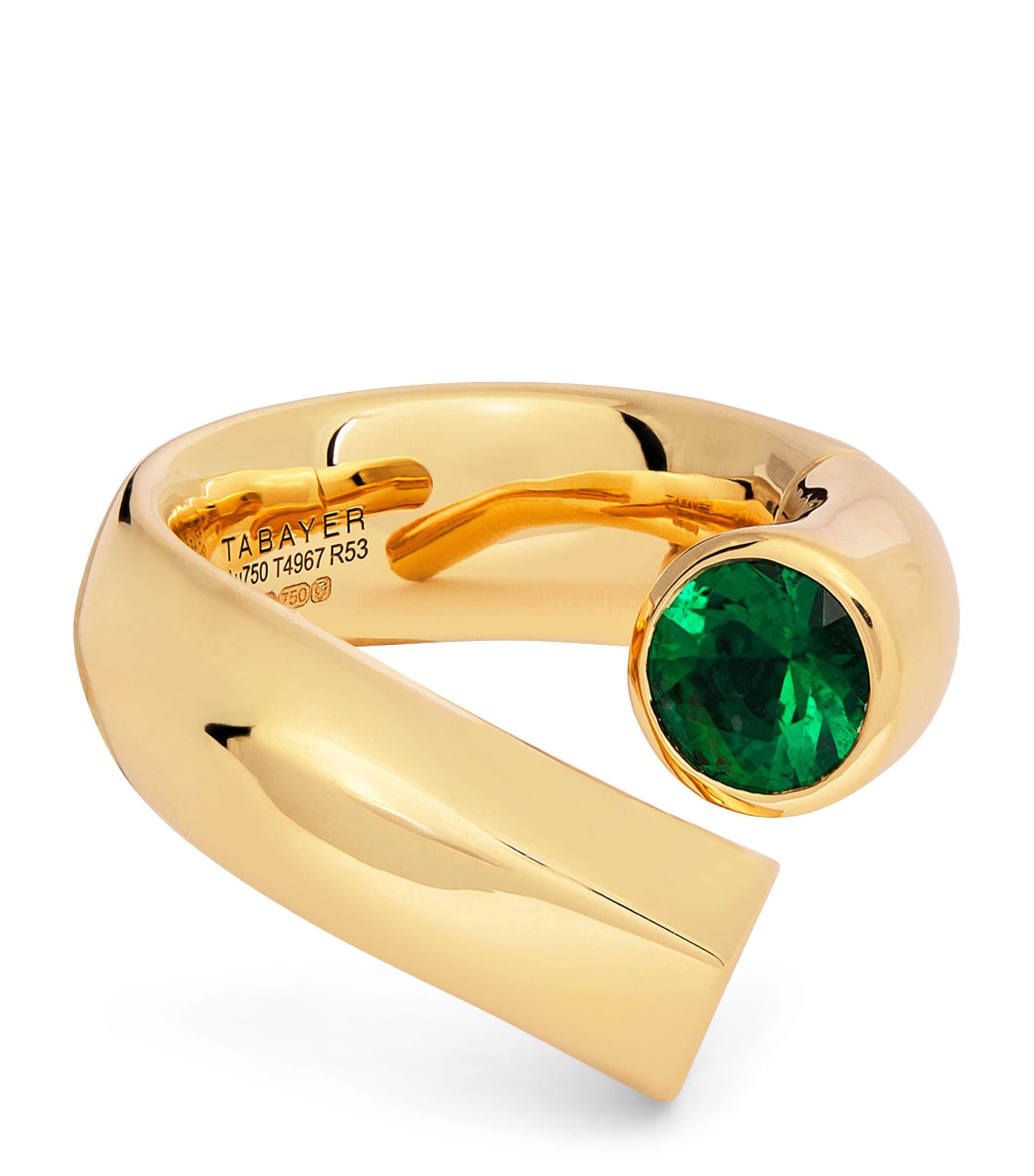 Tabayer Yellow Gold And Emerald Oera Twist Ring
