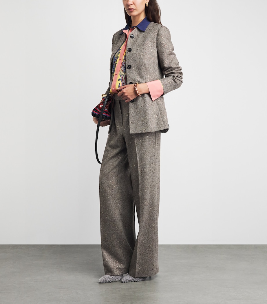 Etro Womens Silk Floral Asymmetric Shirt Print/blue Bs Image 2