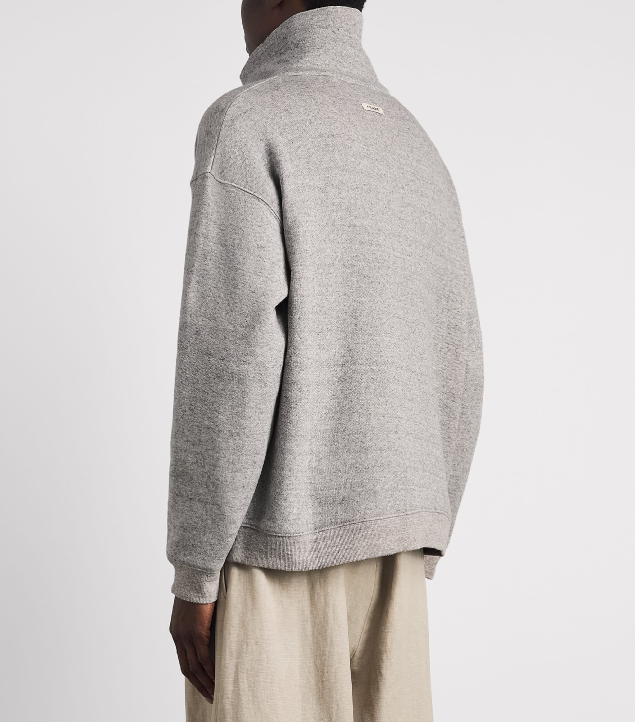 FRAME Mens Wool-Cotton Half-Zip Sweater Hgry Heather Grey Image 5
