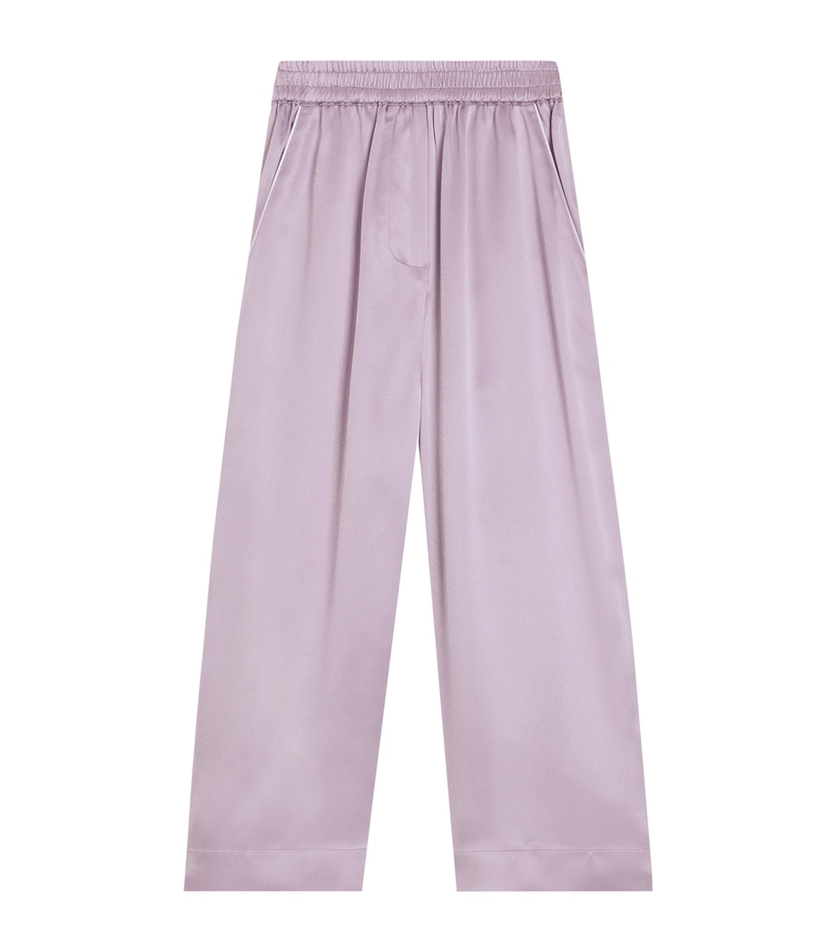 Dolce&Gabbana Kids Silk Wide-Leg Trousers (8-12+ Years) Powder Lilac Image 1