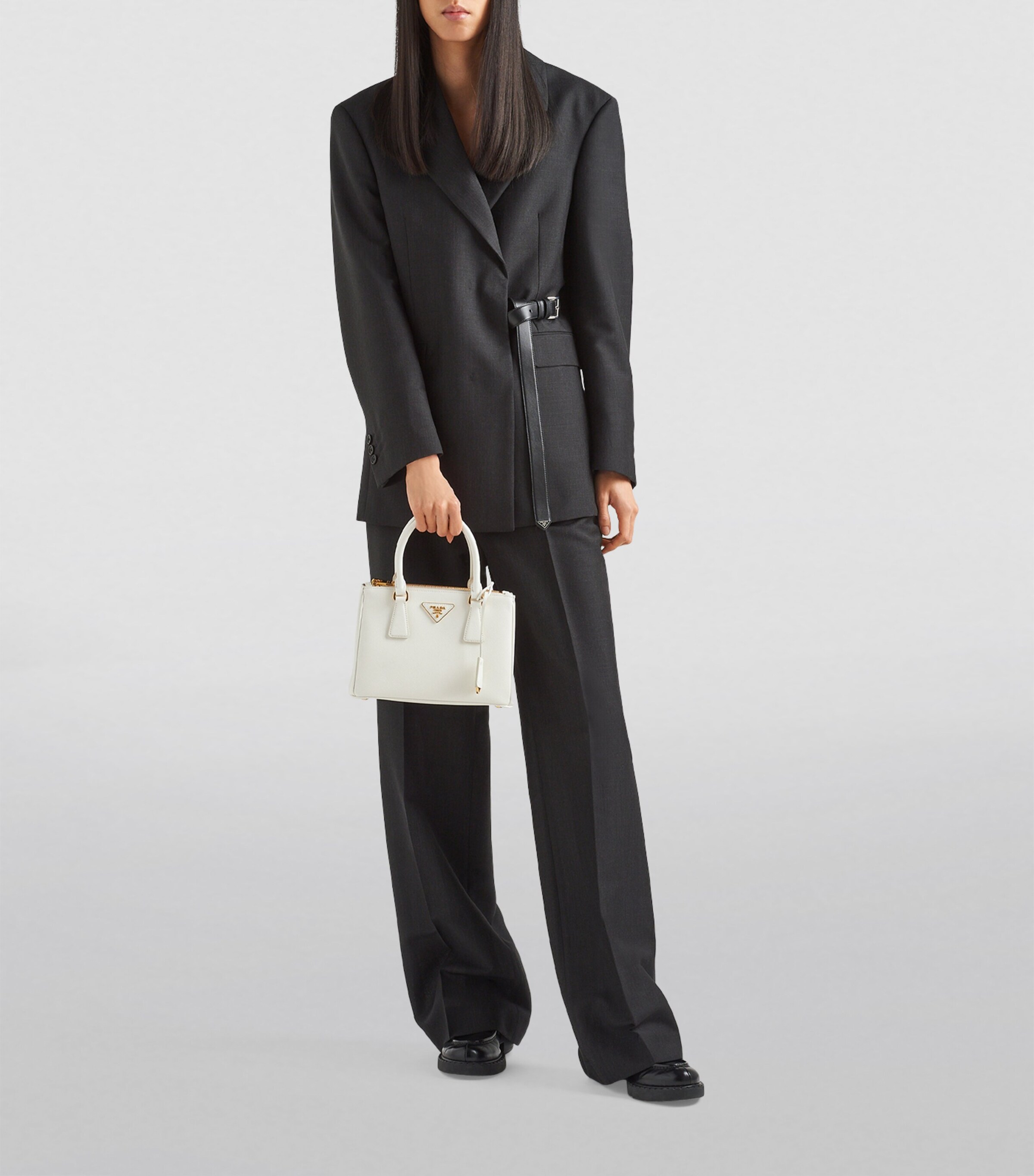 Small Leather Galleria Saffiano Top-Handle Bag F0009 Image 3