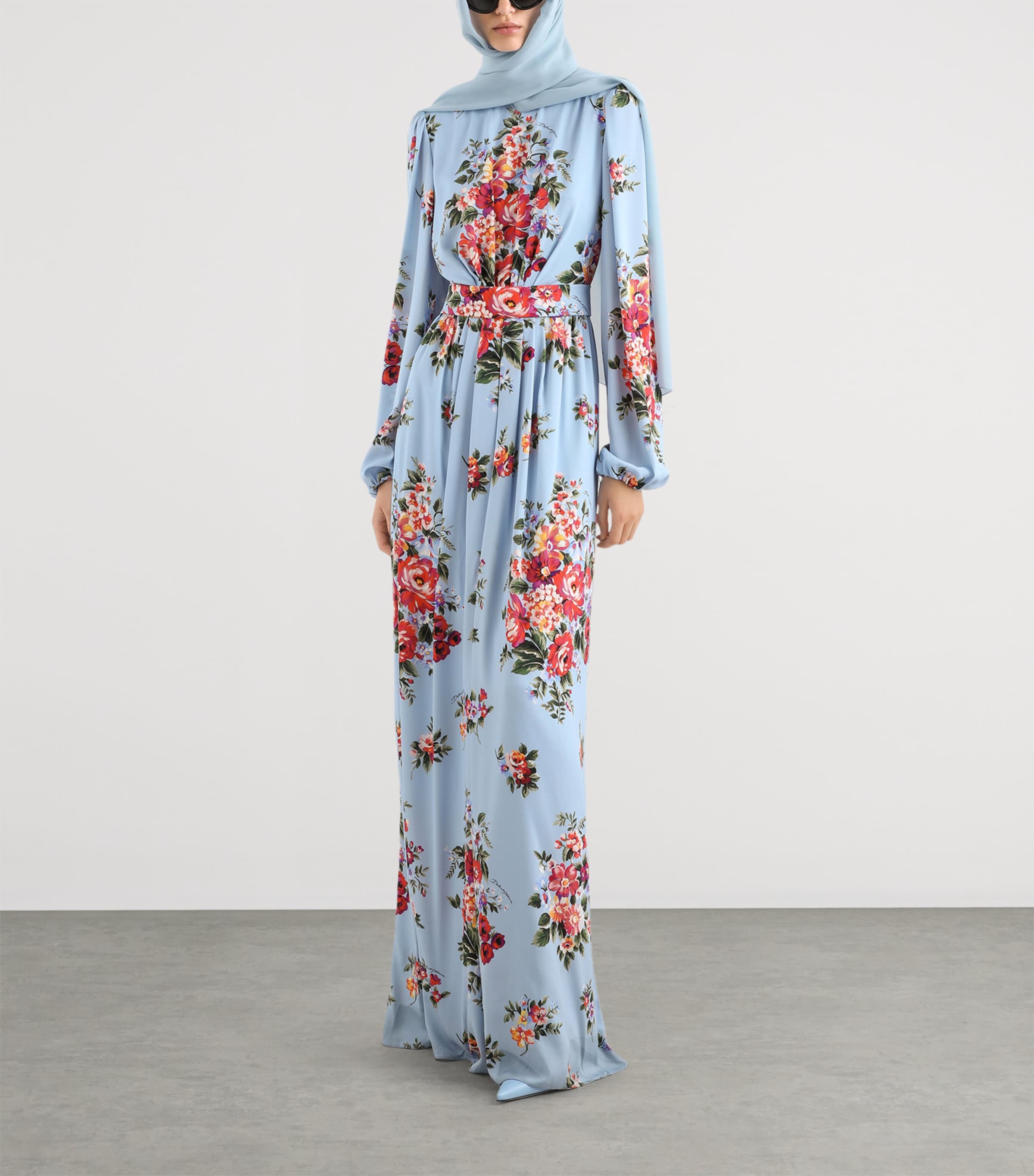 Dolce&Gabbana Womens Silk Bouquet Print Maxi Dress Mazz Image 2