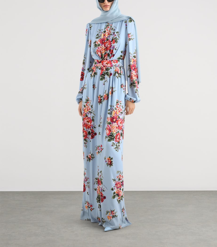 Dolce&Gabbana Womens Silk Bouquet Print Maxi Dress Mazz Image 2