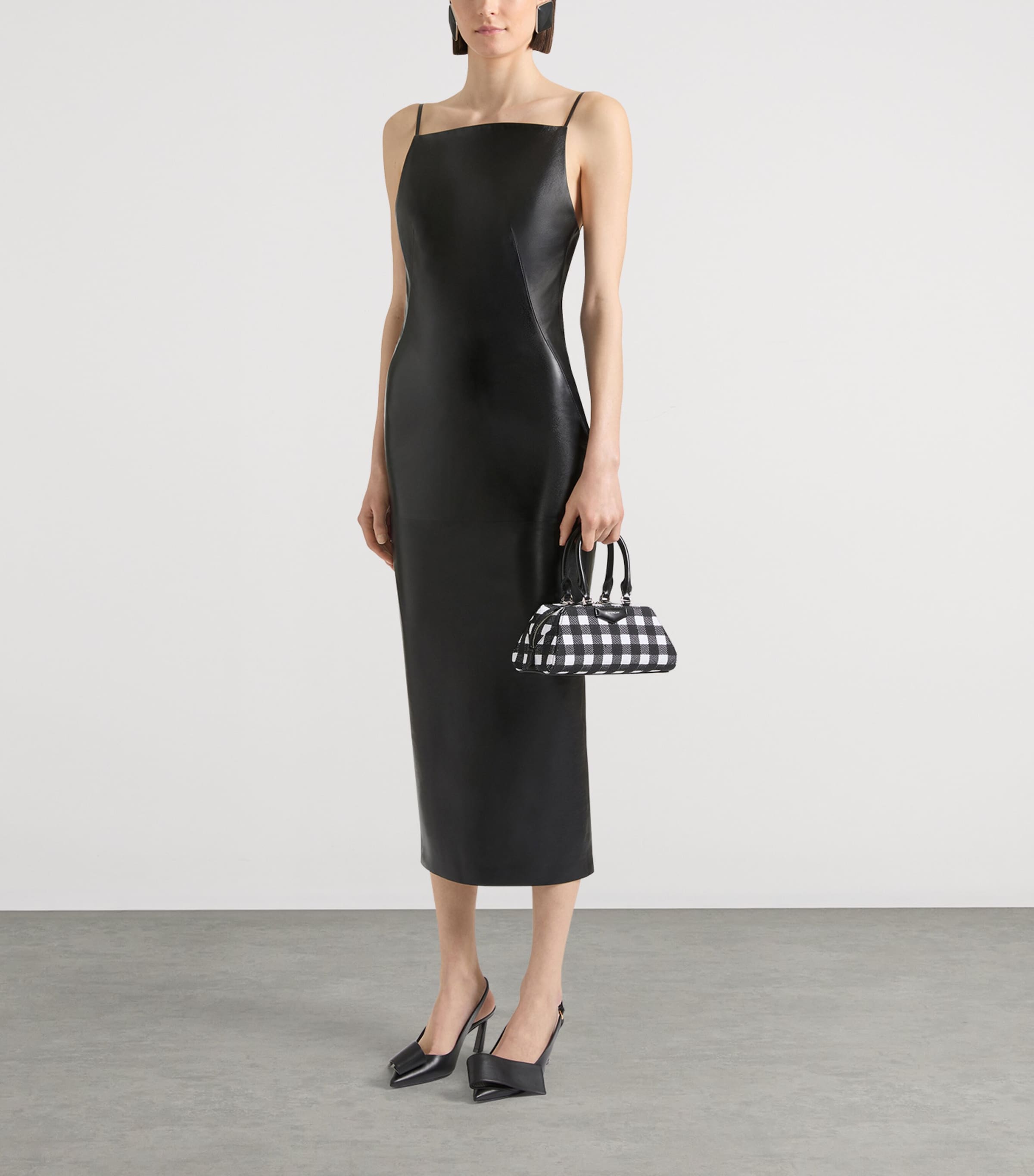 Givenchy Womens Lambskin Sliced Kick-Back Midi Dress Image 2