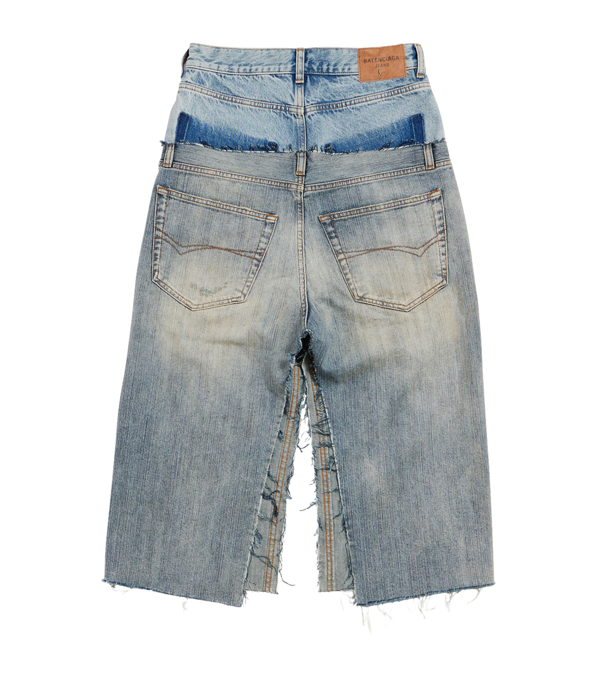 Balenciaga Distressed Denim Midi Skirt | Harrods US