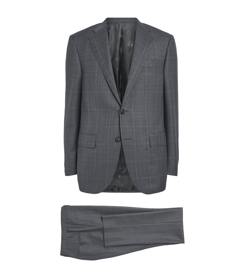 Corneliani Wool 2-Piece Suit Gry Melange Drk