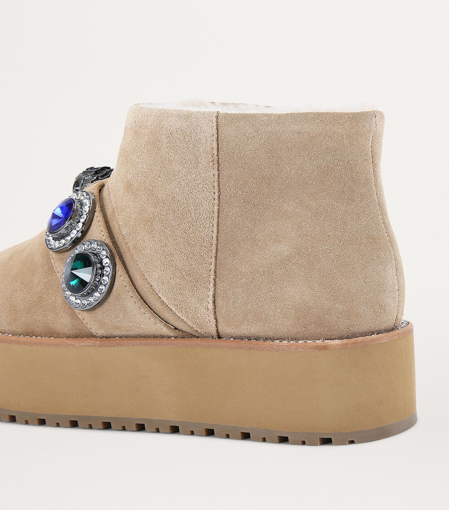 Kurt Geiger London Suede Embellished Octavia Boots Beige Comb Image 2