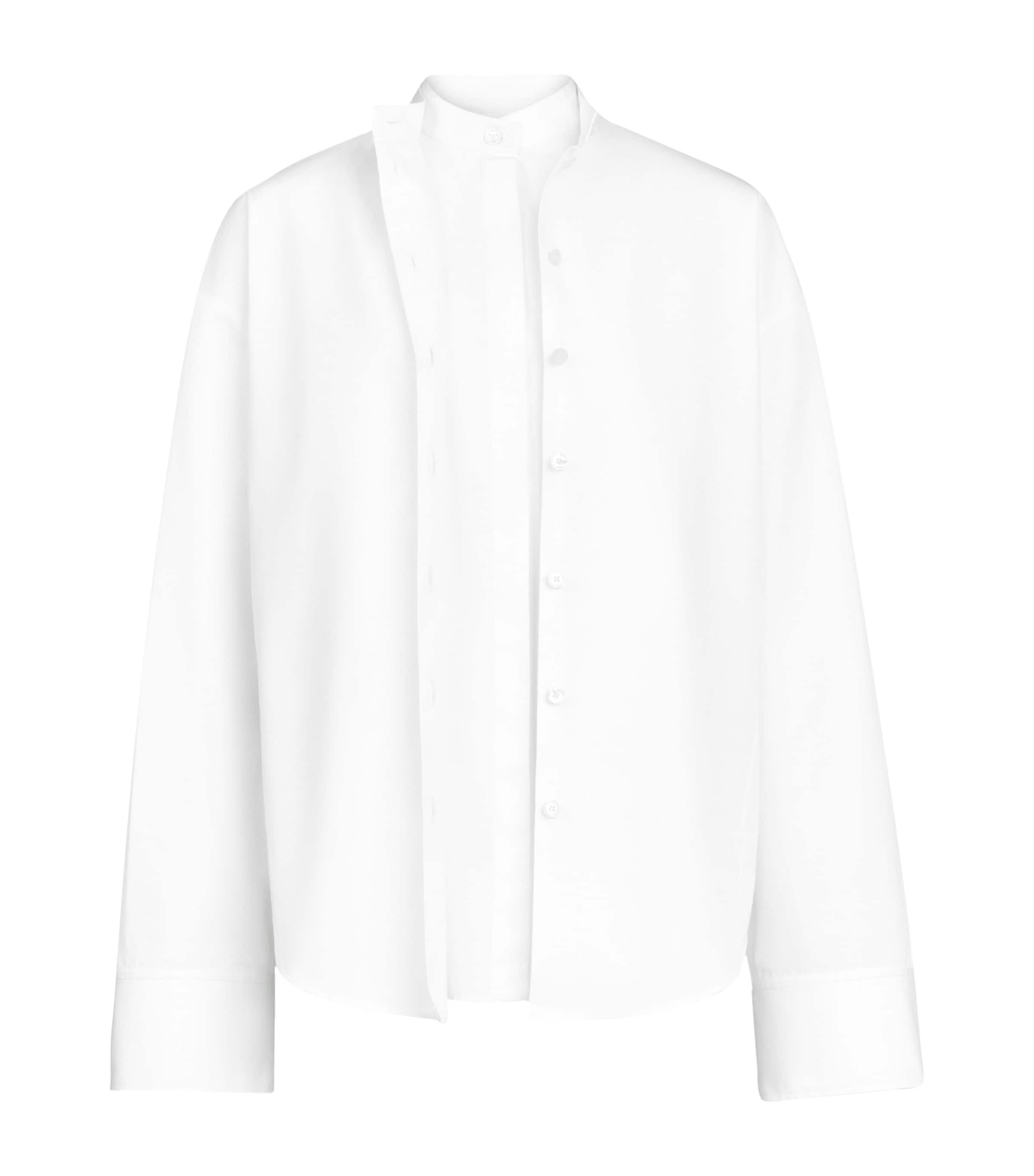 Alaïa Womens Cotton Poplin Layered Shirt Blanc Image 1