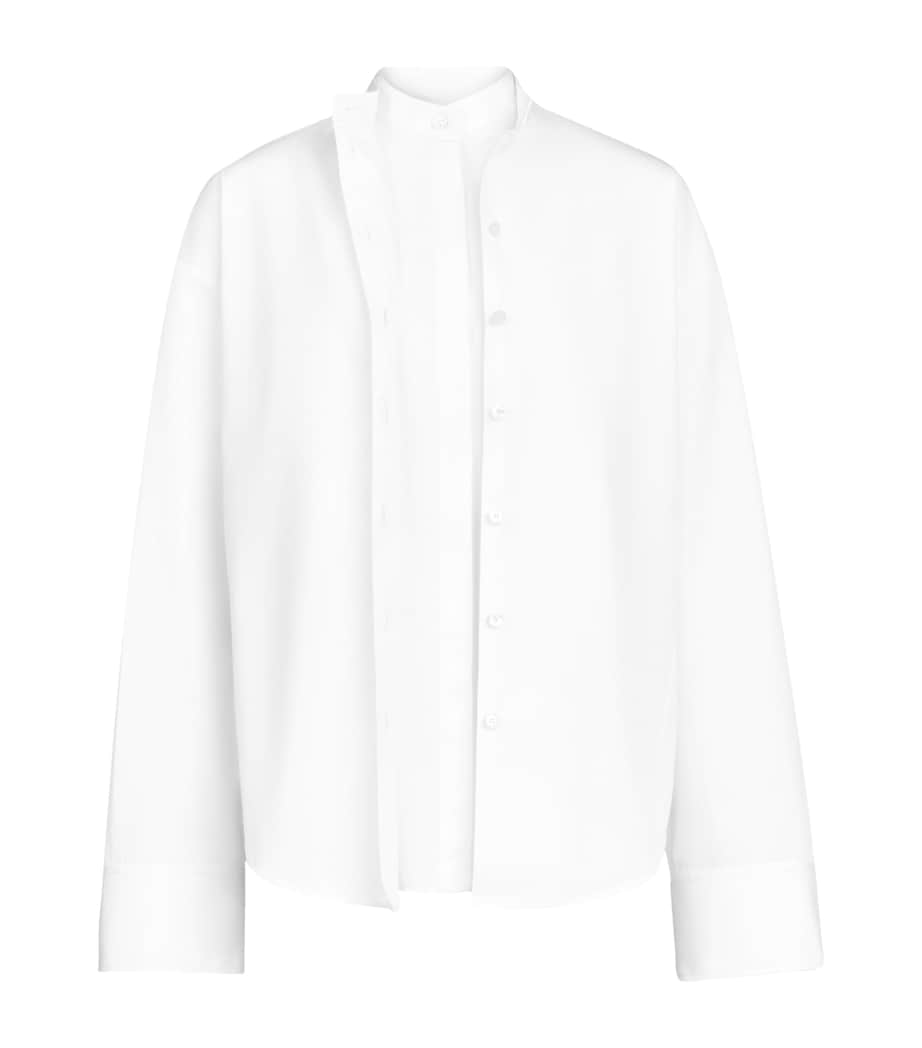 Alaïa Womens Cotton Poplin Layered Shirt Blanc Image 1