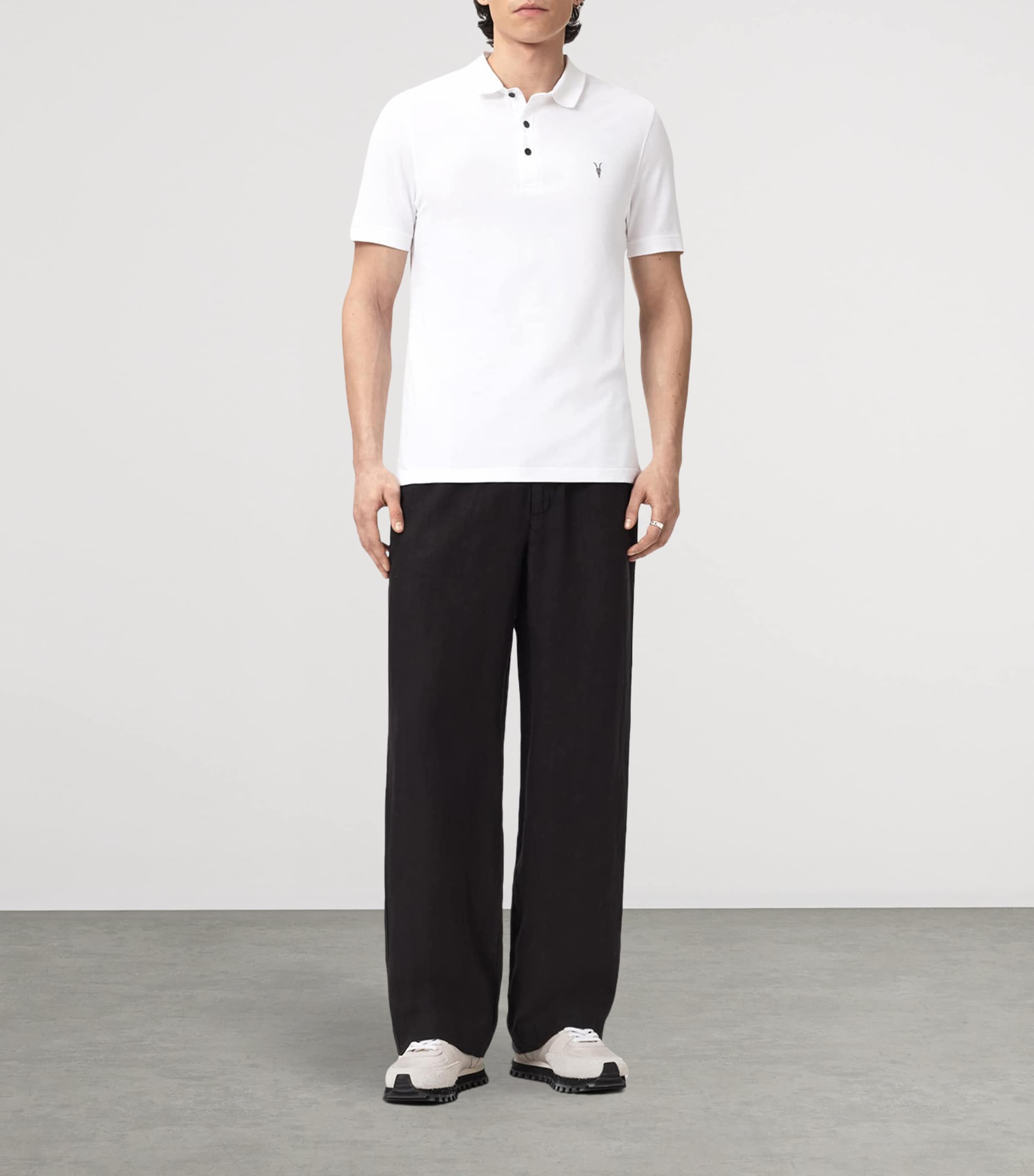 AllSaints Mens Organic Cotton Reform Polo Shirts (Set of 2) White/pitch Green Image 2