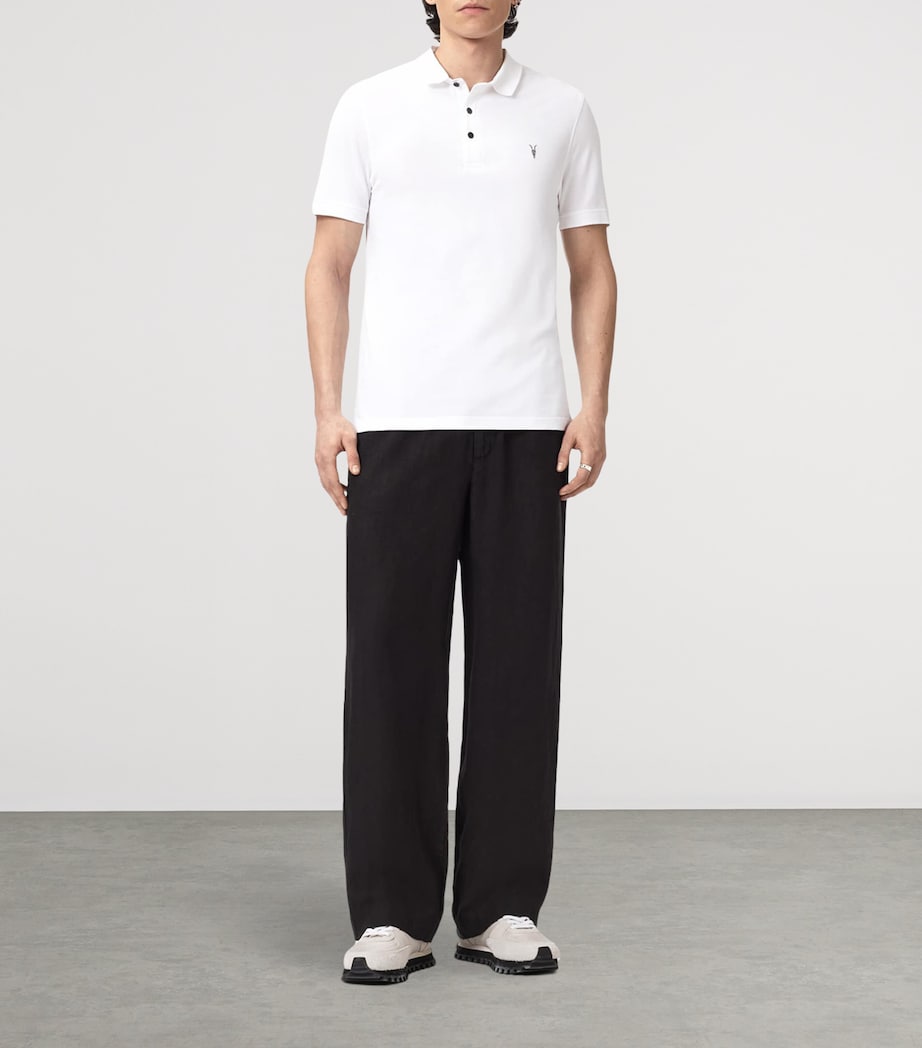 AllSaints Mens Organic Cotton Reform Polo Shirts (Set of 2) White/pitch Green Image 2
