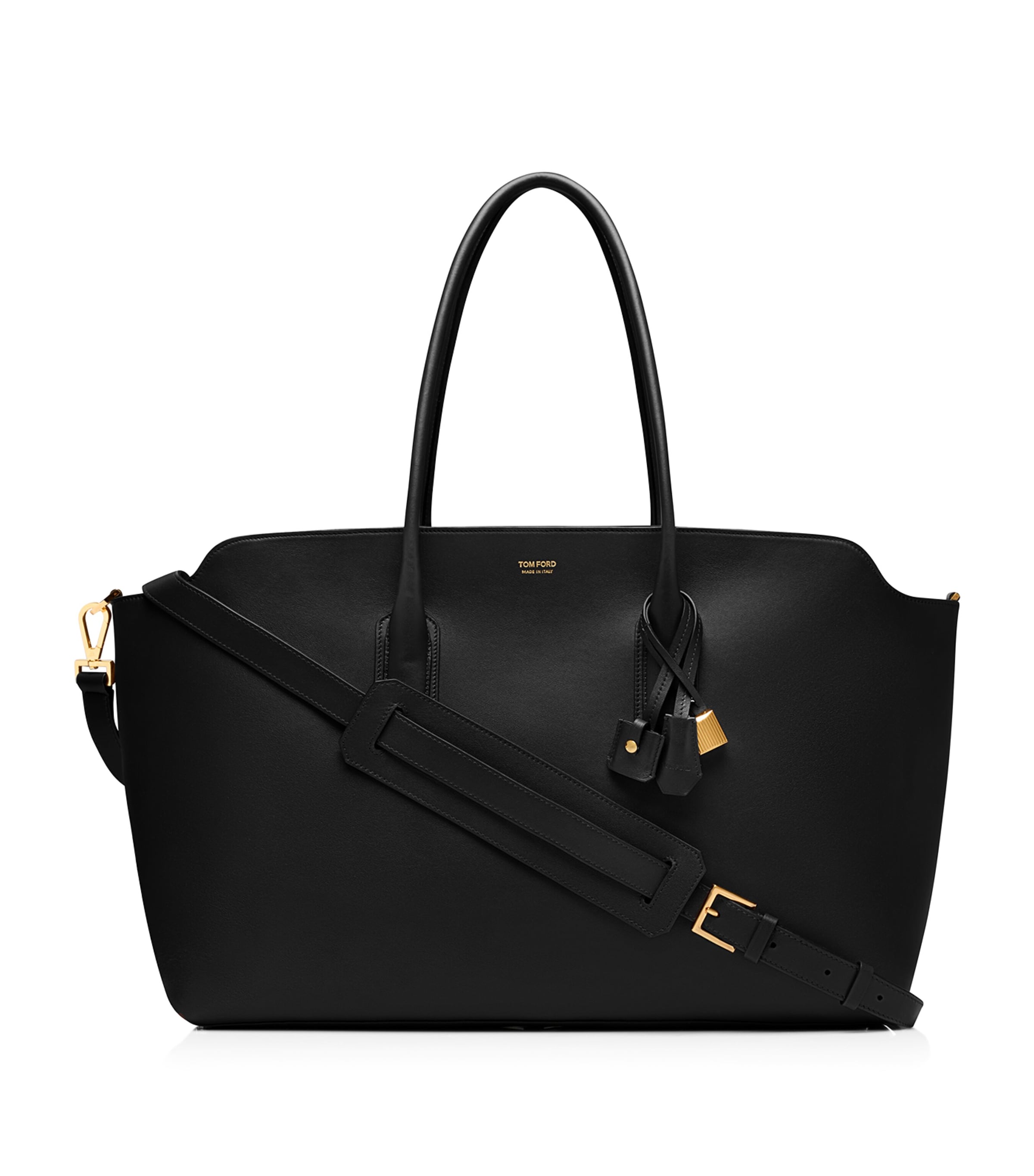 Tom Ford Leather East-west Alexander Tote Bag In Black
