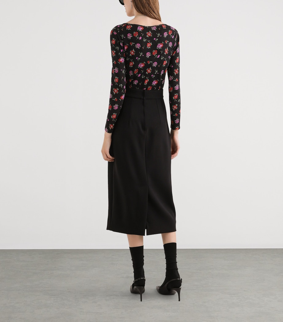 Dolce&Gabbana Womens Stretch-Virgin Wool Midi Pencil Skirt Blac Image 4