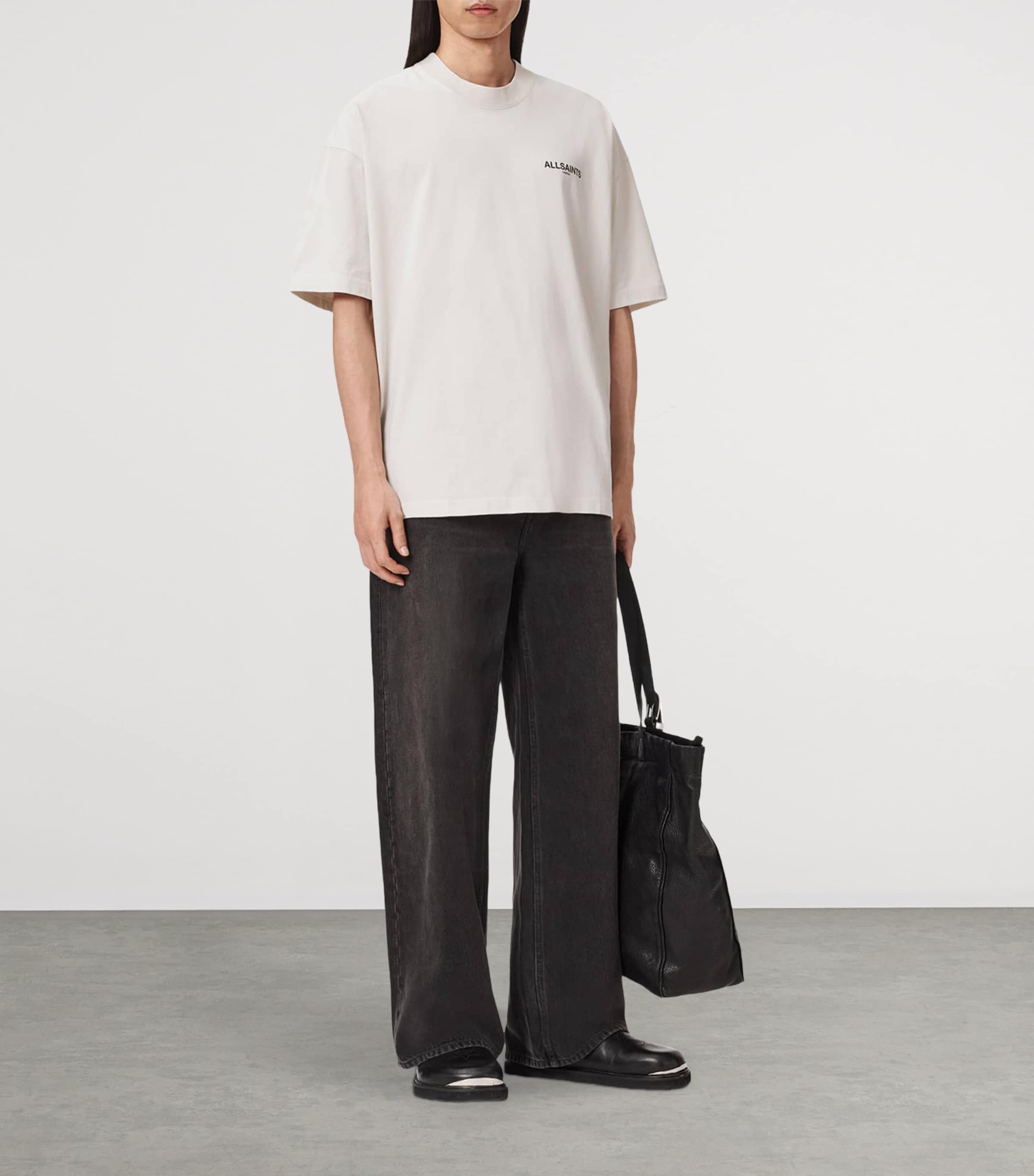 AllSaints Mens Organic Cotton Hallis T-Shirt Dusk White Image 6