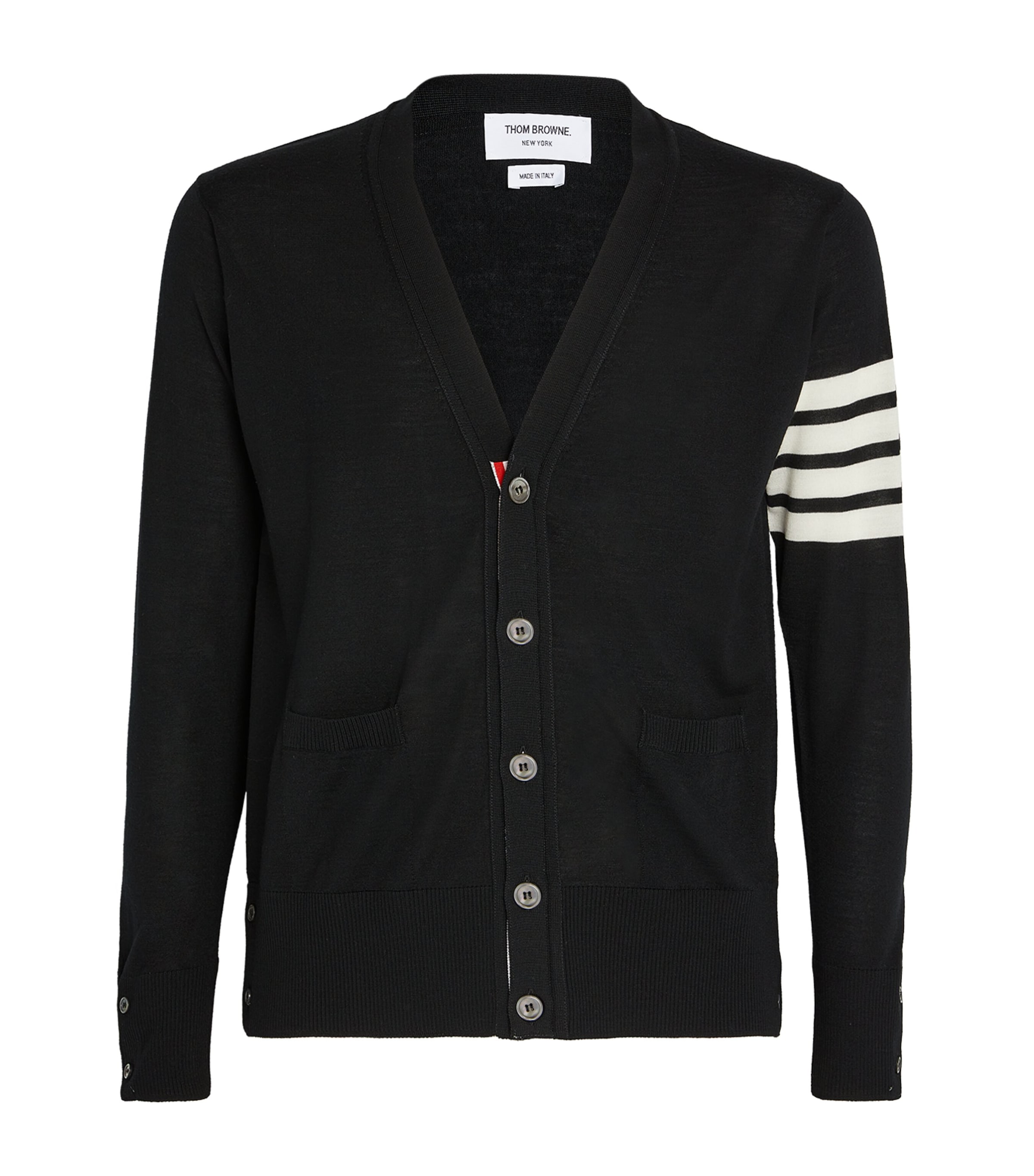 Shop Thom Browne Merino Wool 4-bar Cardigan In Black