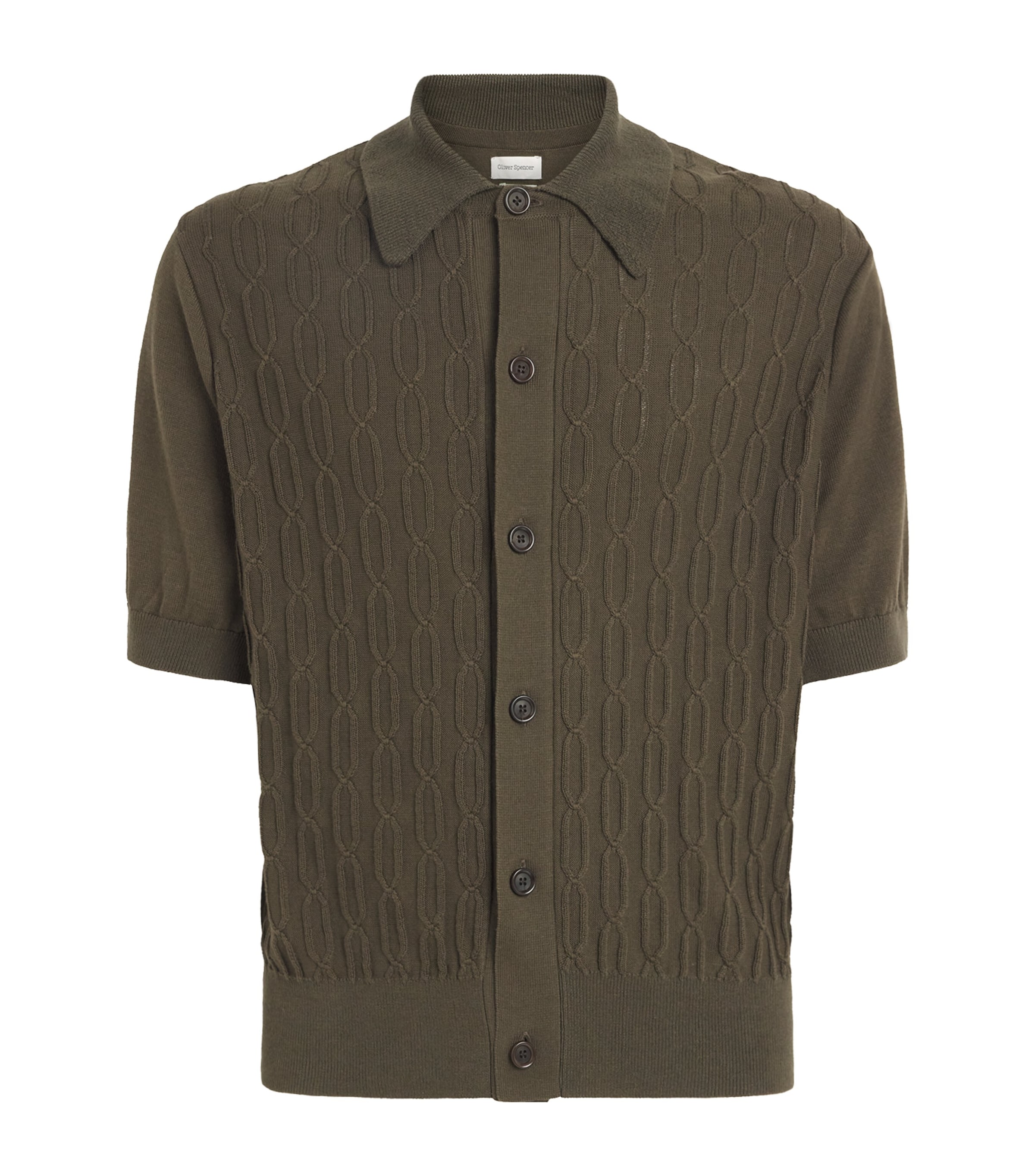 Oliver Spencer Mens Organic Cotton Rossell Shirt Khaki Brown Image 1
