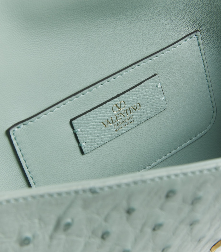 Valentino Garavani Small Ostrich Leather DeVain Shoulder Bag Image 3