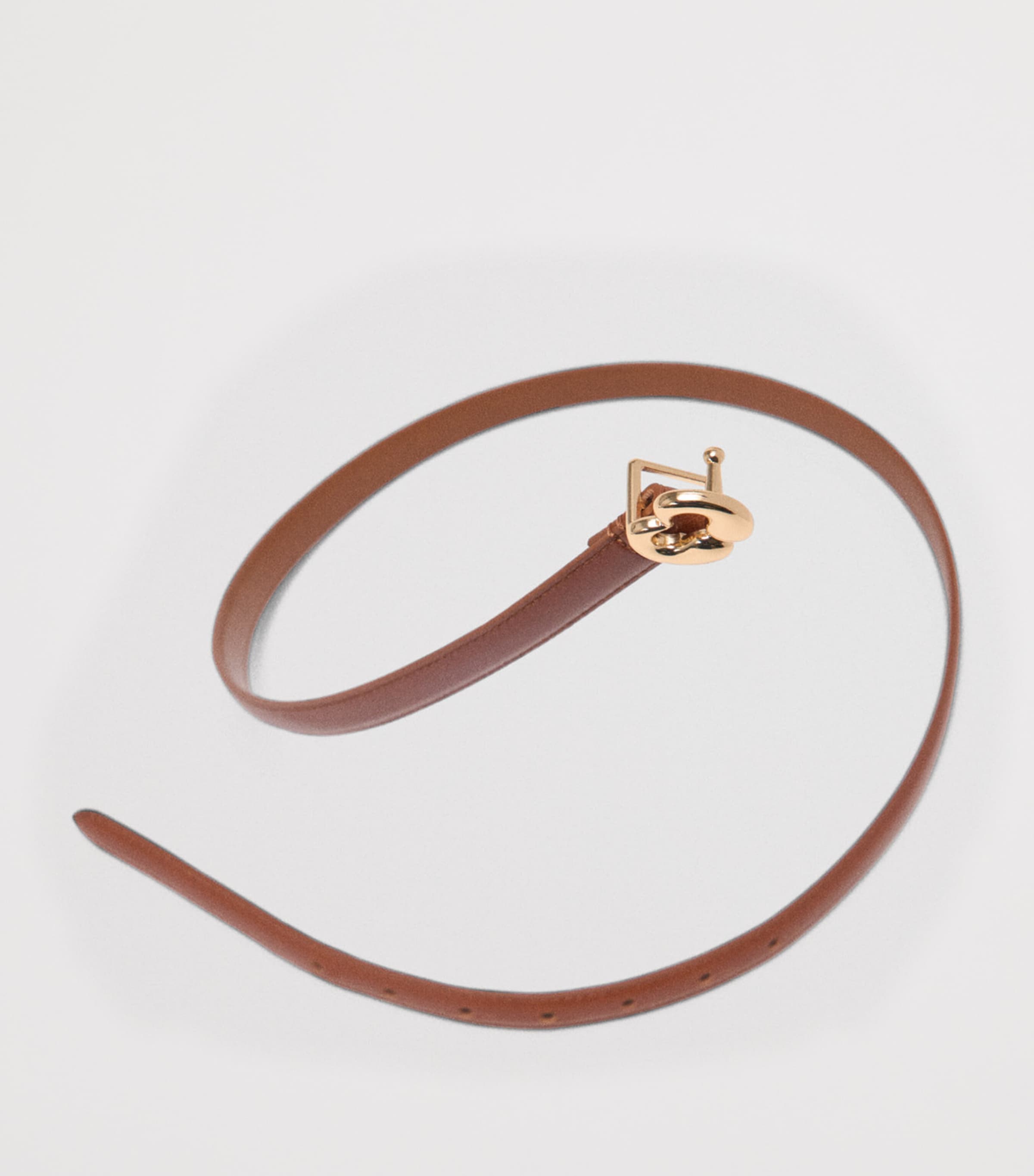 Maje Leather Slim Belt Tobacco Image 4