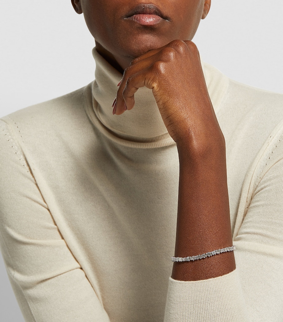 White Gold and Diamond Fireworks Three-Row Tennis Bracelet 18K WG/WD Image 10