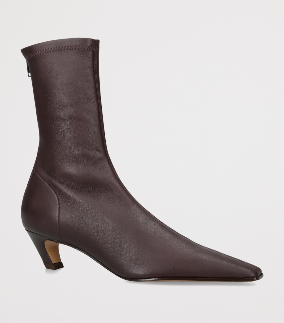 Khaite Leather Arizona Ankle Boots 40 Wine Image 3