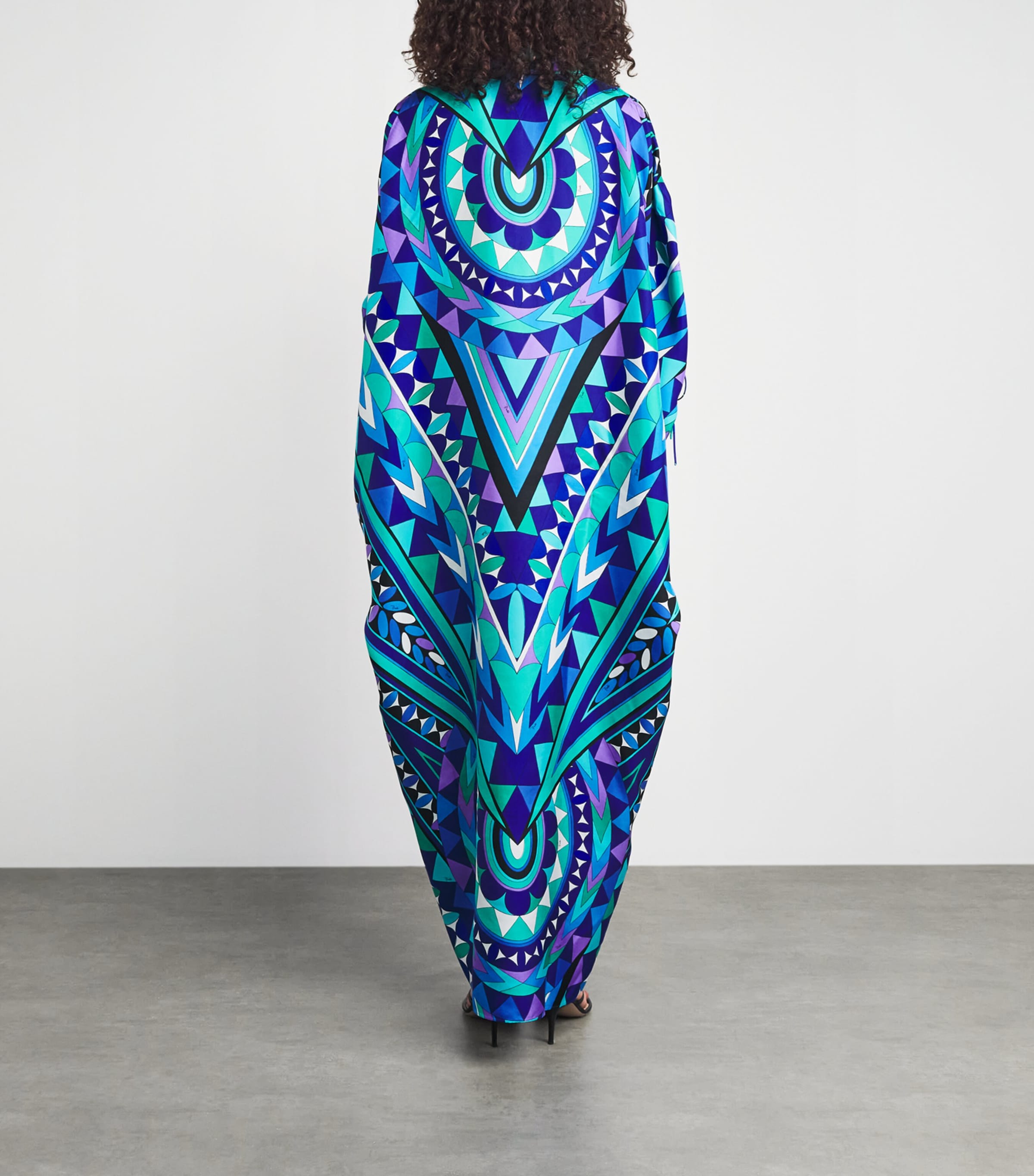 PUCCI Womens Silk Printed Kaftan Maxi Dress Turquoise Image 4