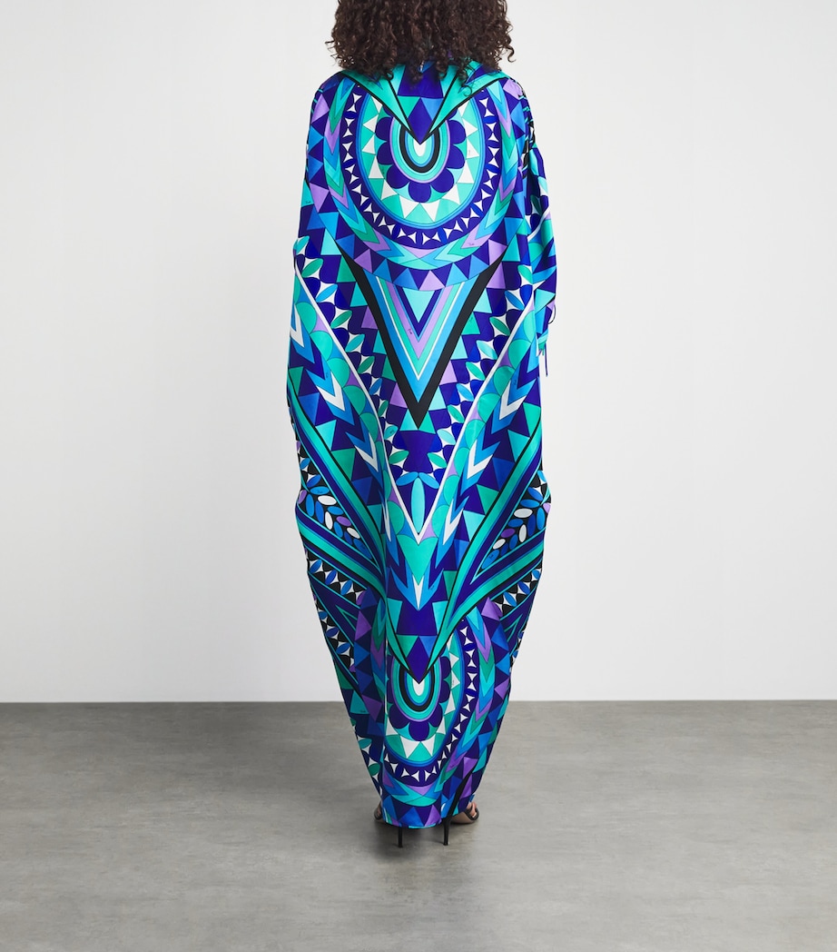 PUCCI Womens Silk Printed Kaftan Maxi Dress Turquoise Image 4