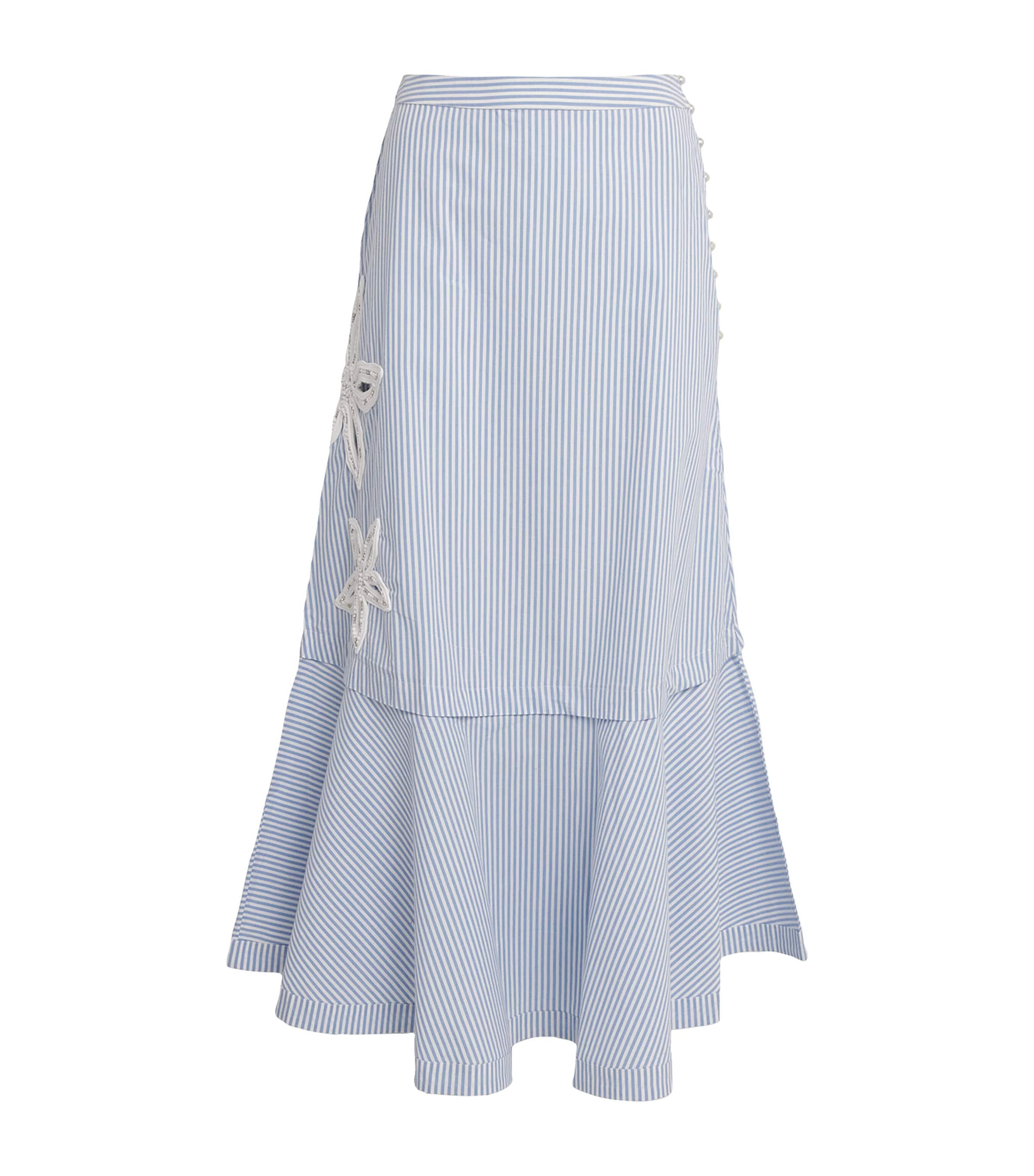 Sandro Cotton-blend Stripe Midi Skirt