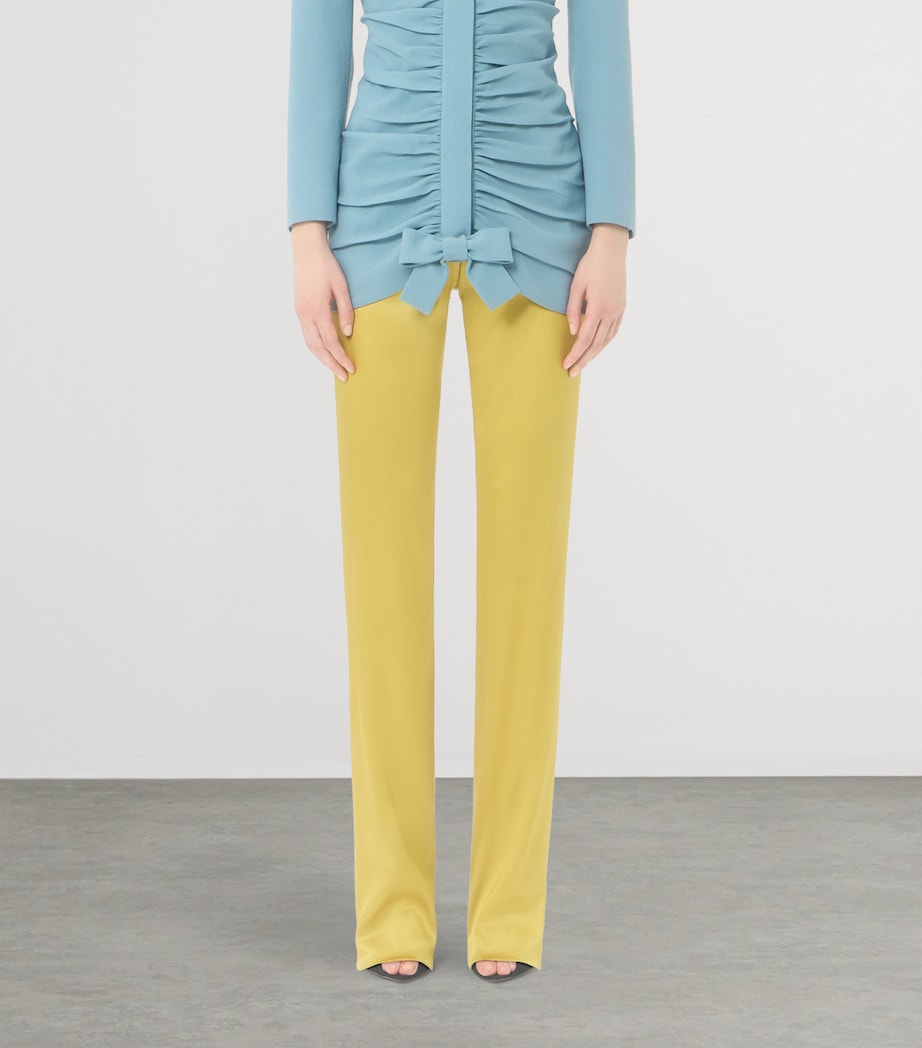 Valentino Womens Silk-Blend Straight Trousers Image 2