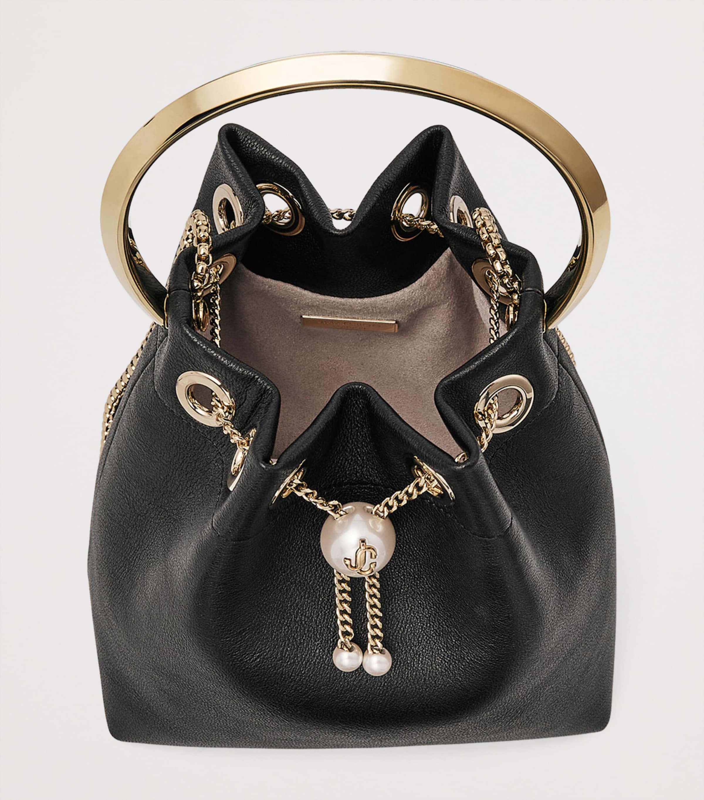 Leather Bon Bon Top-Handle Bag BLACK/LIGHT GOLD Image 5