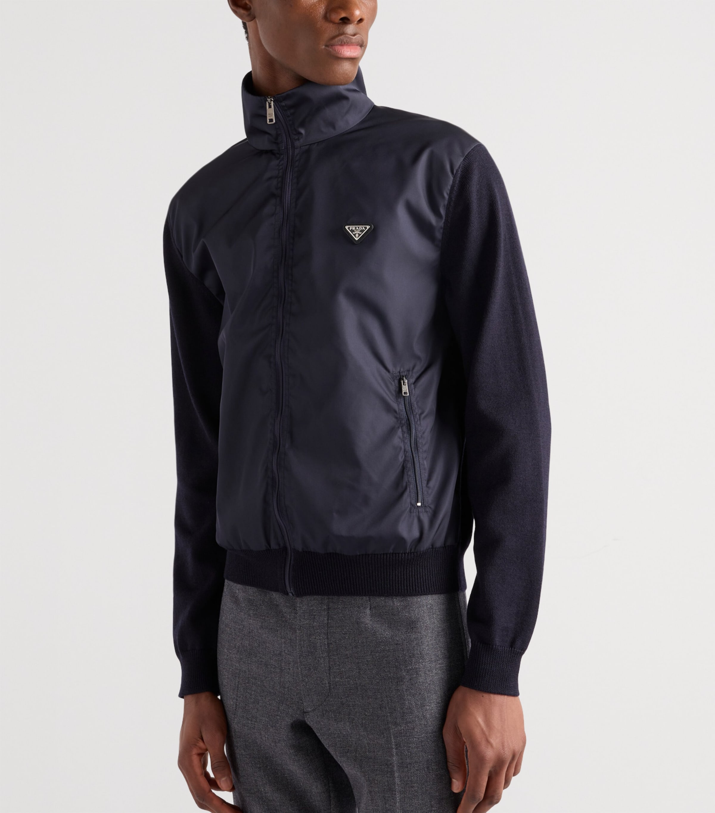 Superfine Wool Zip-Up Bomber Jacket F0008 Image 4