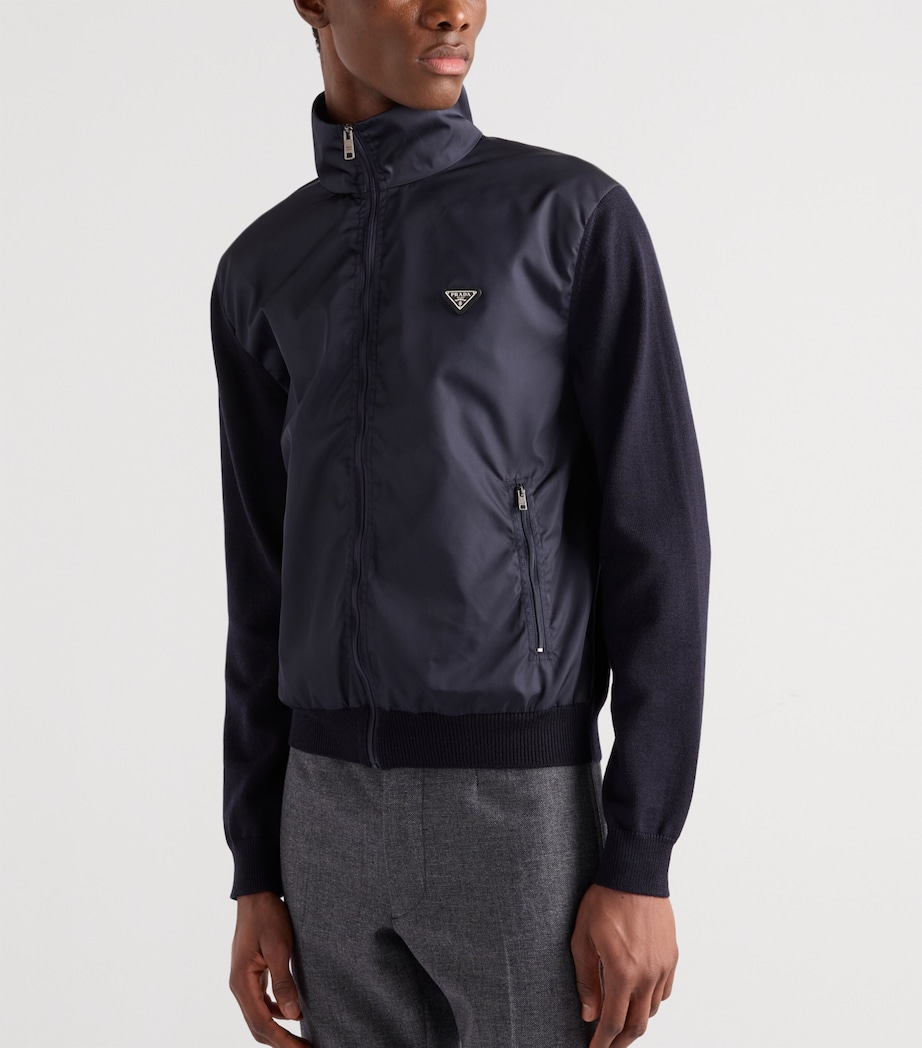 Superfine Wool Zip-Up Bomber Jacket F0008 Image 4