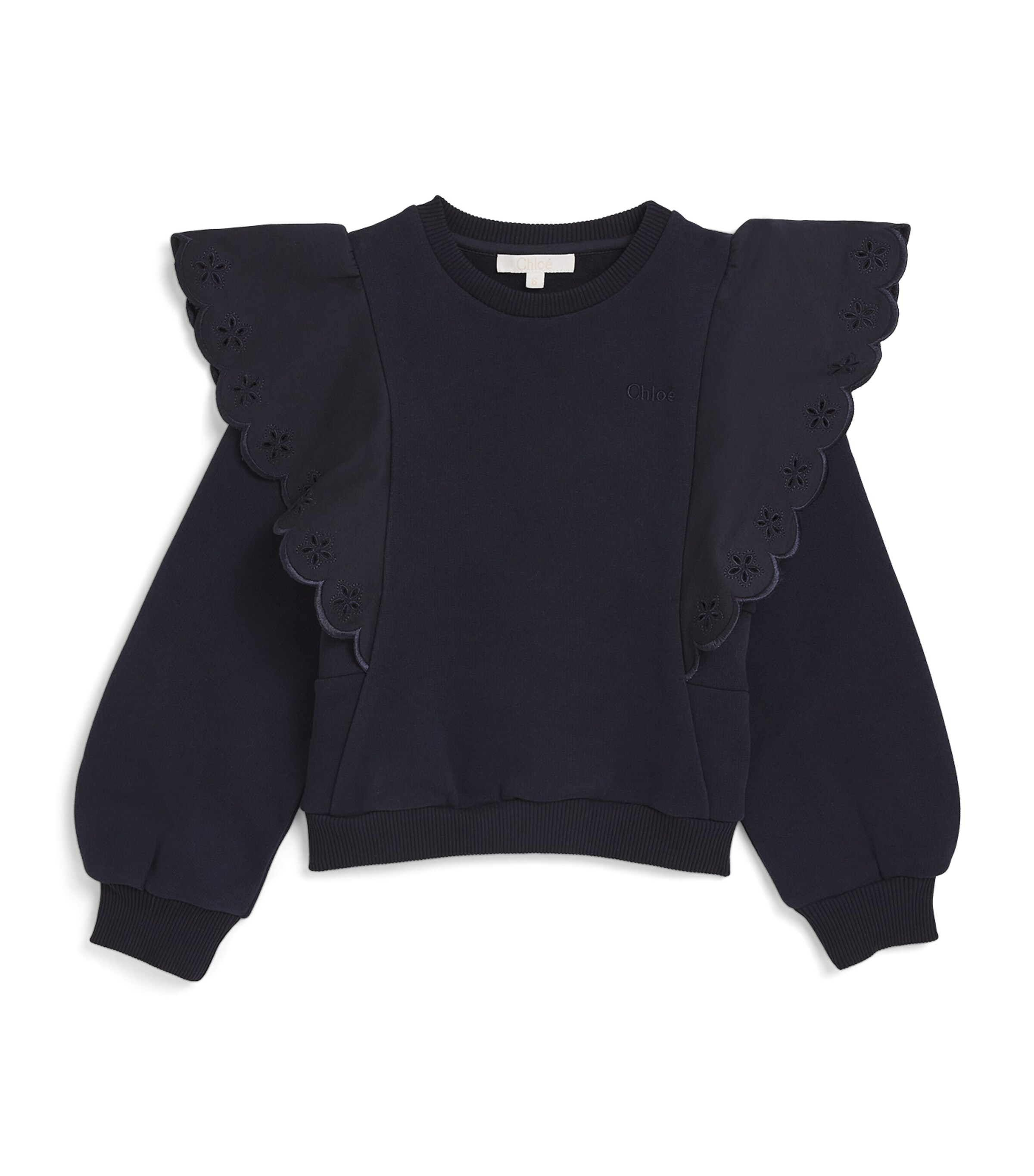 Chloé Ruffled Cotton Sweatshirt In Navy