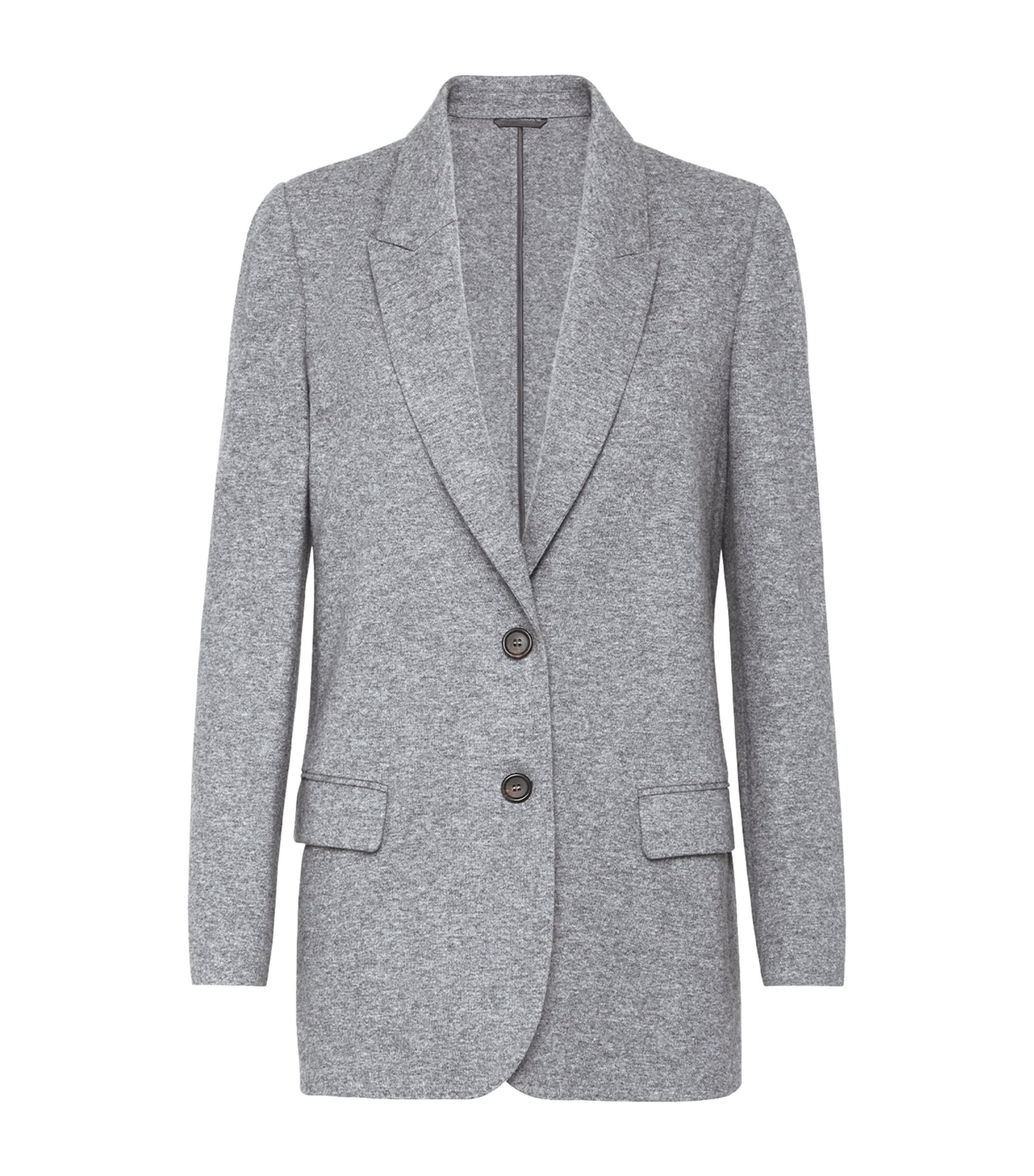 Brunello Cucinelli Cashmere Jersey Blazer In Gray