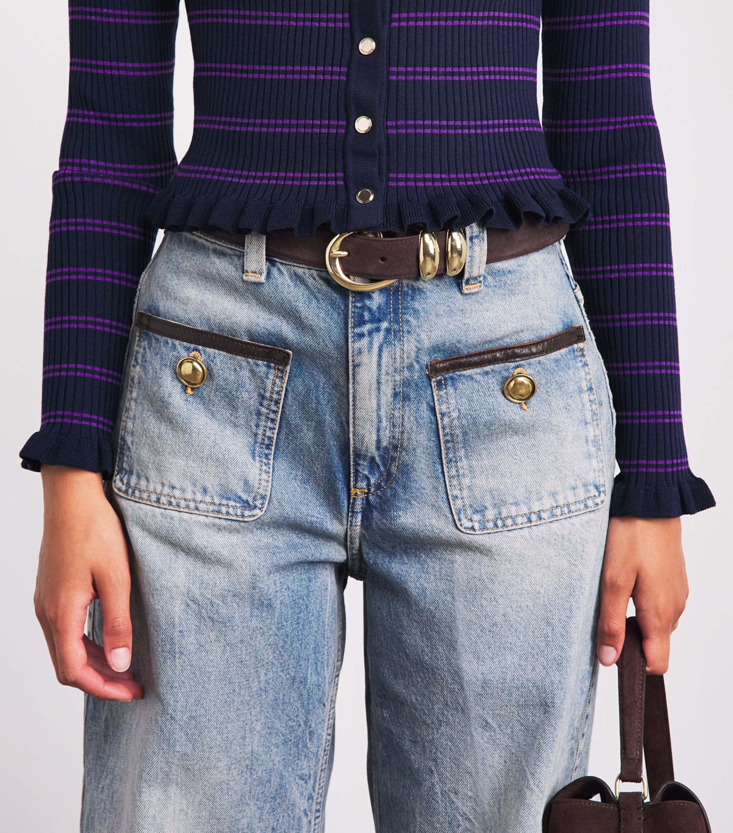 Sandro Paris Suede Buckle Belt Brown Image 2