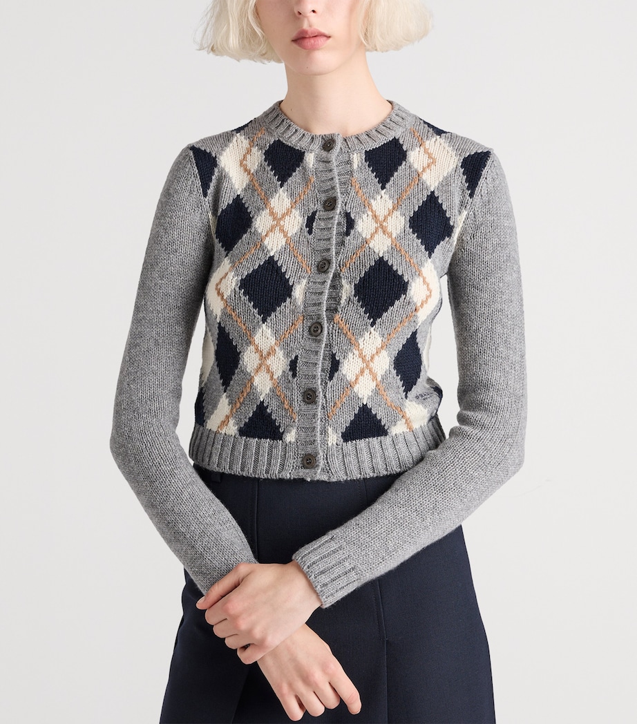 Cashmere Argyle Cardigan F0031 Image 4