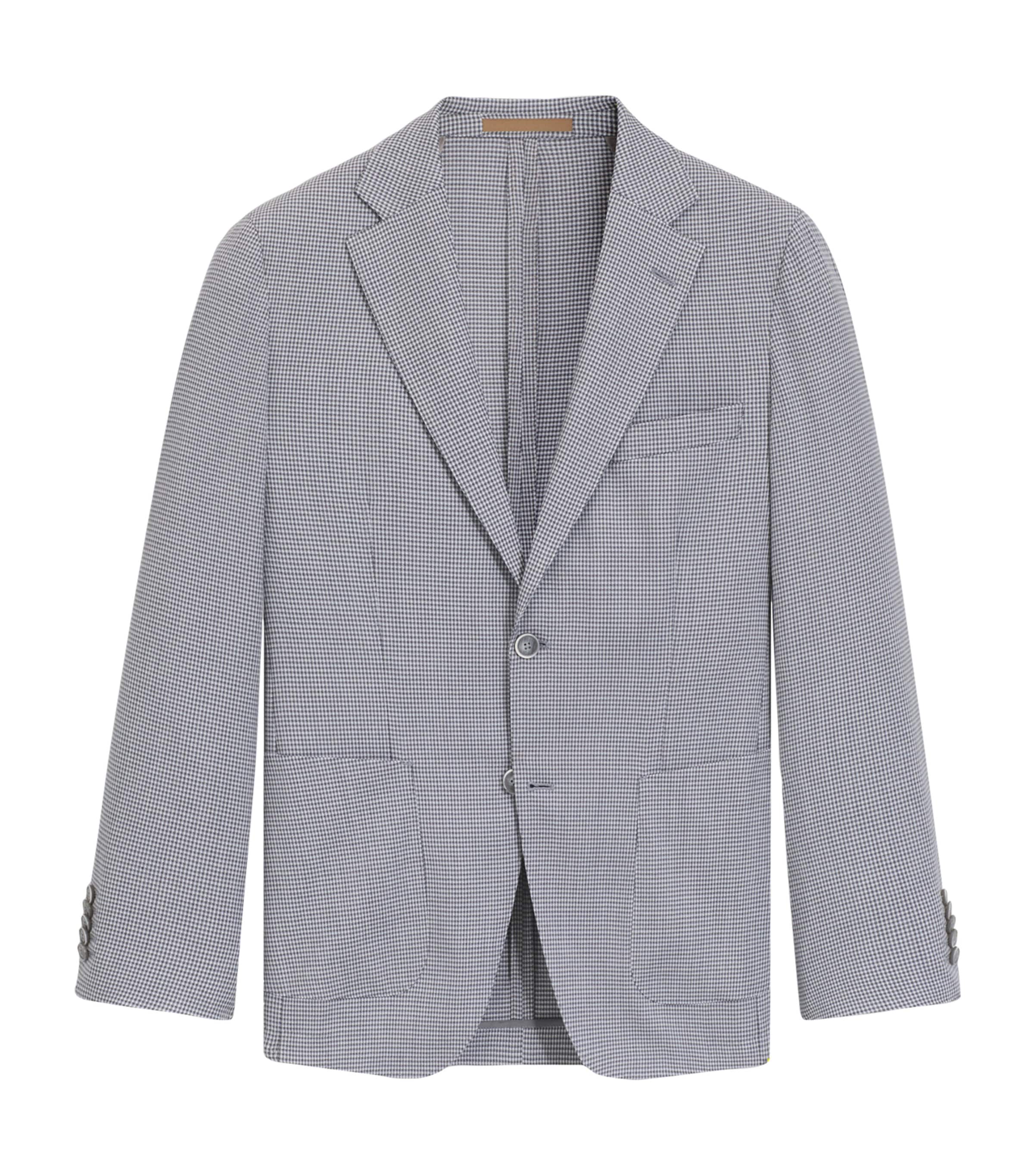 Hugo Boss Virgin Wool-silk Slim Fit Blazer In Gray