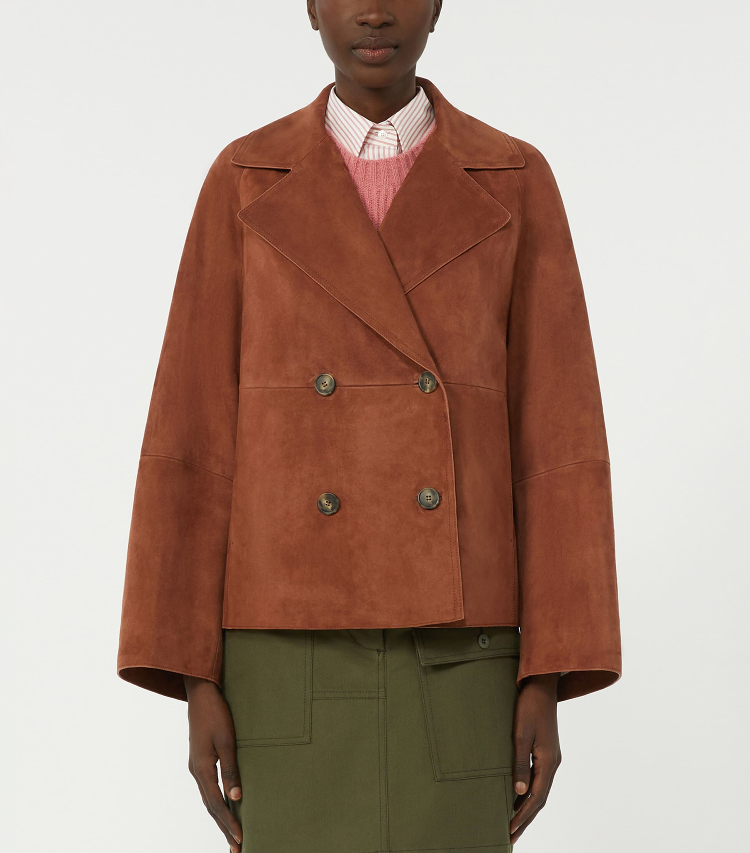 Suede Double-Breasted Jacket TERRA COTTA Image 2