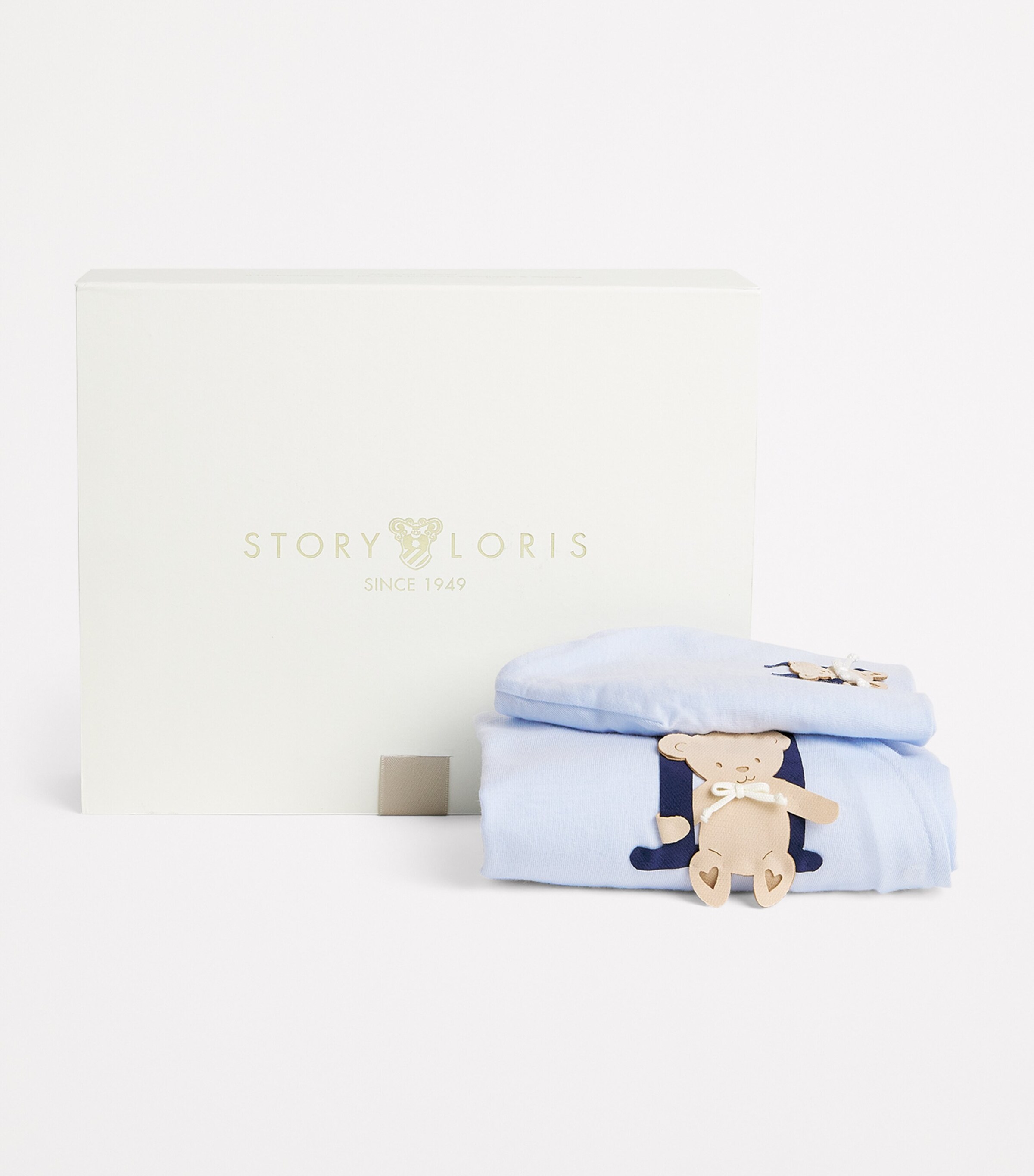 Story Loris Cotton Bear All-In-One and Hat Gift Set (3-9 Months) Yxe Light Blue Image 3