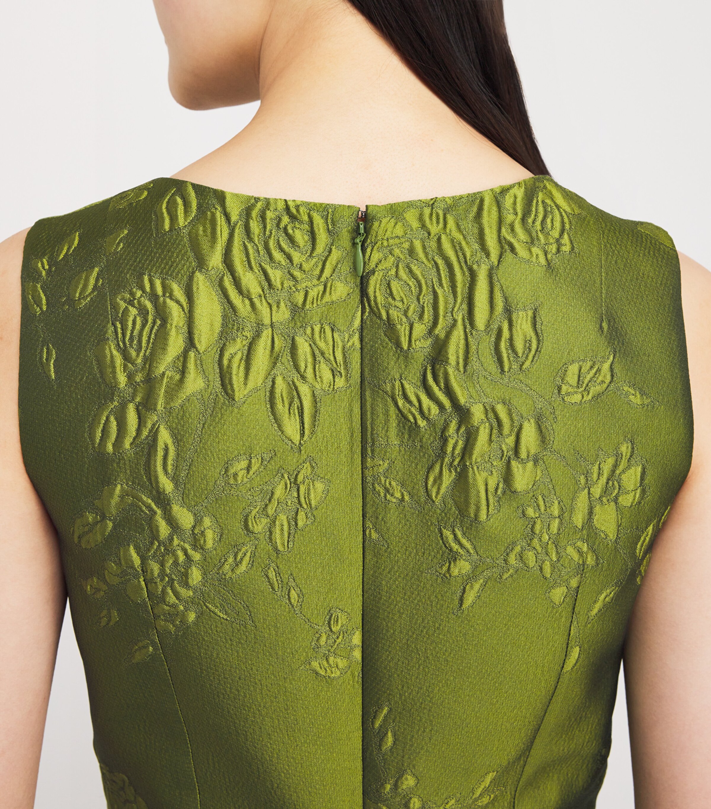 Emilia Wickstead Green Satin Jacquard Pinah Midi Dress | Harrods CY