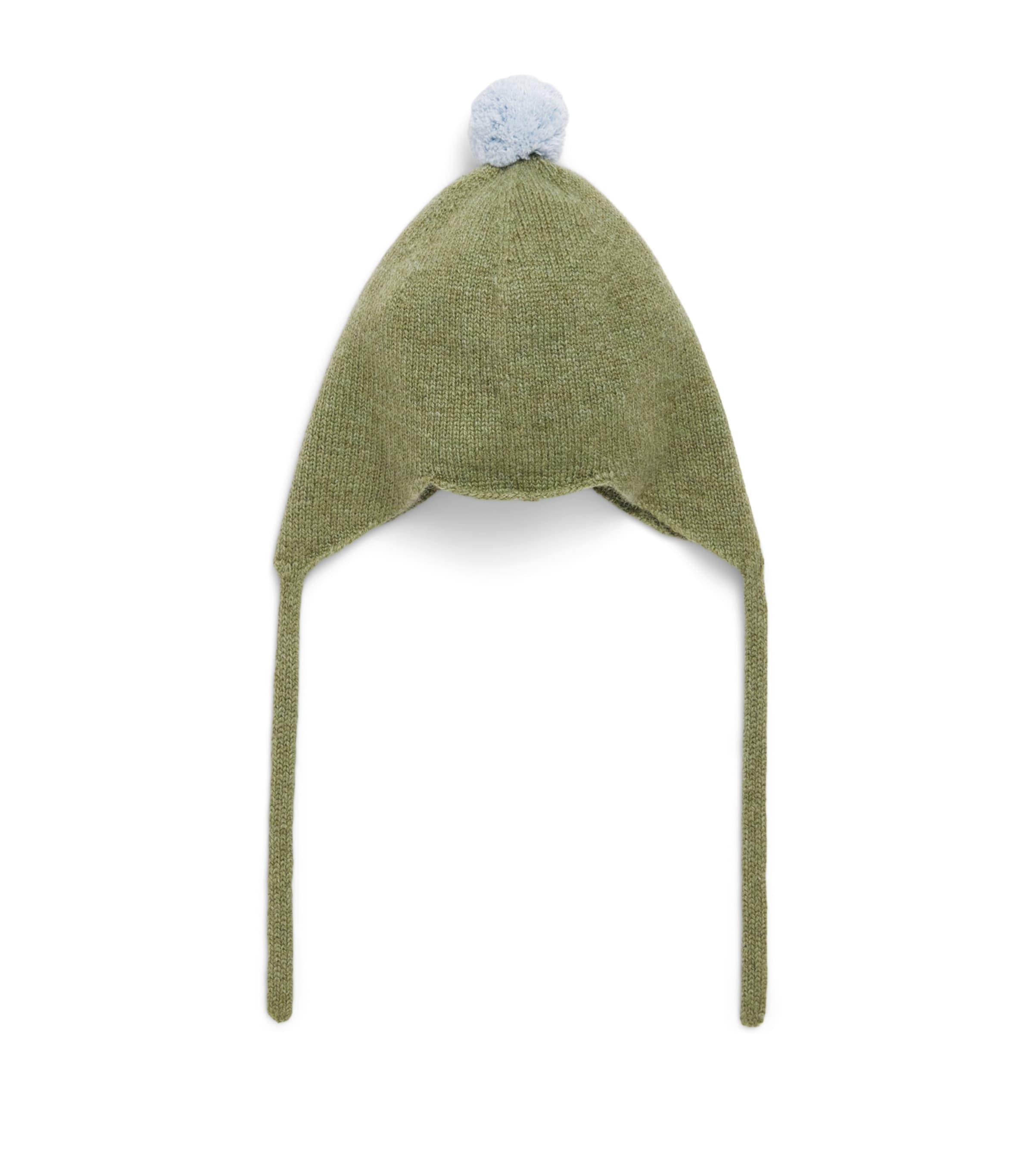Rosie Sugden Cashmere Pom-Pom Bonnet (0-24 Months) Fern/spa Blue Image 1