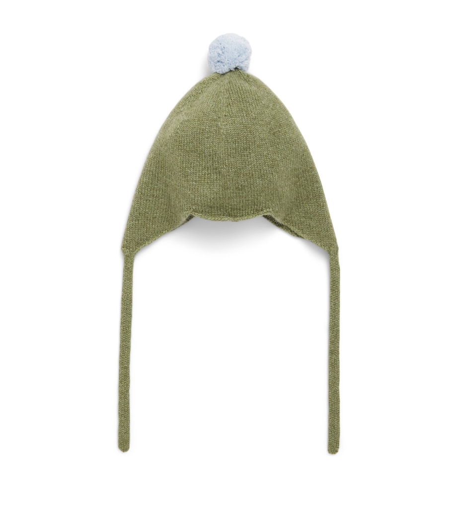 Rosie Sugden Cashmere Pom-Pom Bonnet (0-24 Months) Fern/spa Blue Image 1