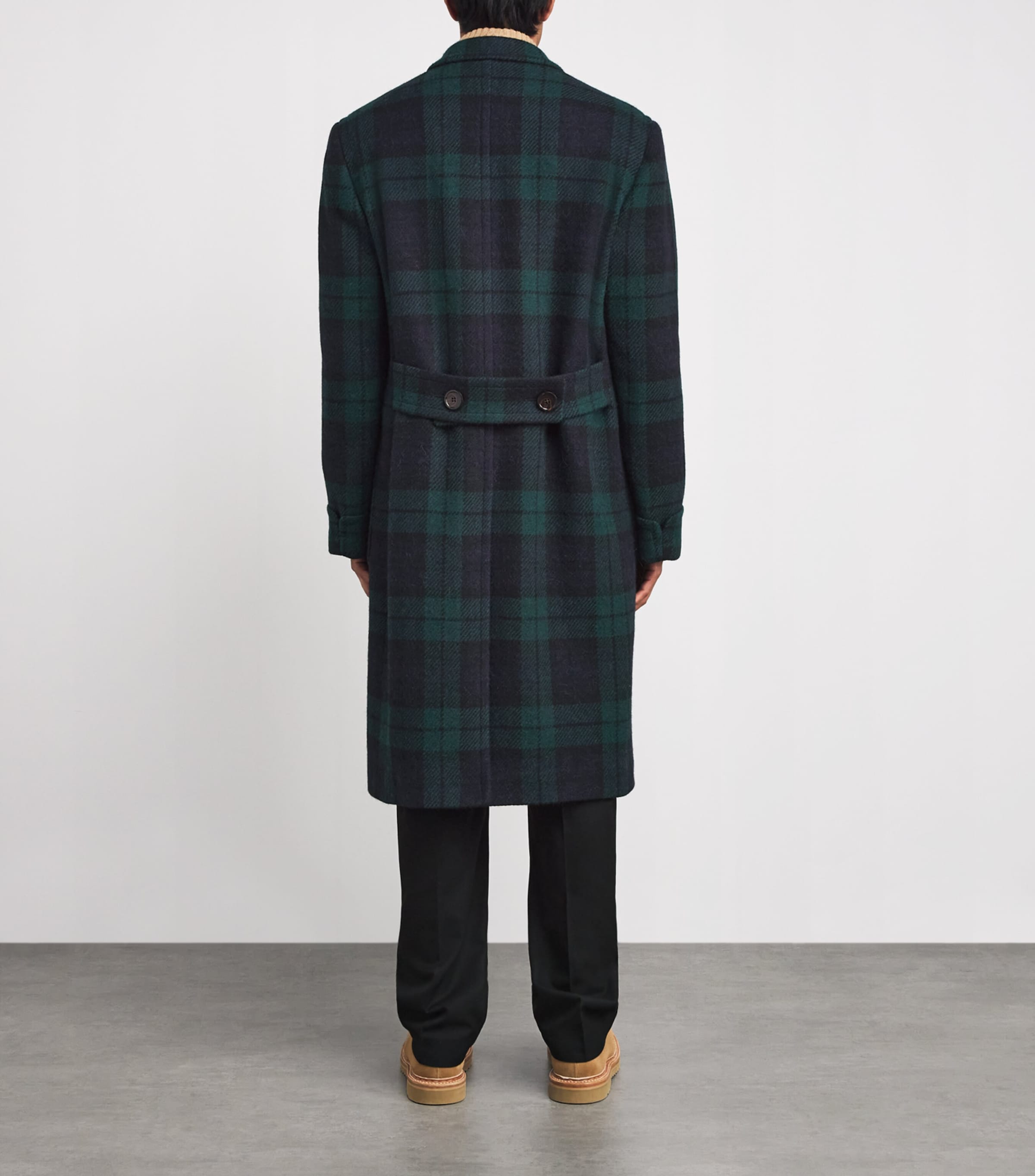 Wool Tweed Double-Breasted Overcoat BLACK Image 4