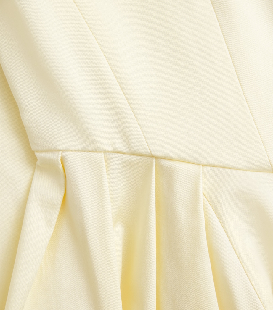 Maje Womens Stretch-Cotton Rhinestone-Trim Midi Dress Pale Yellow Image 6