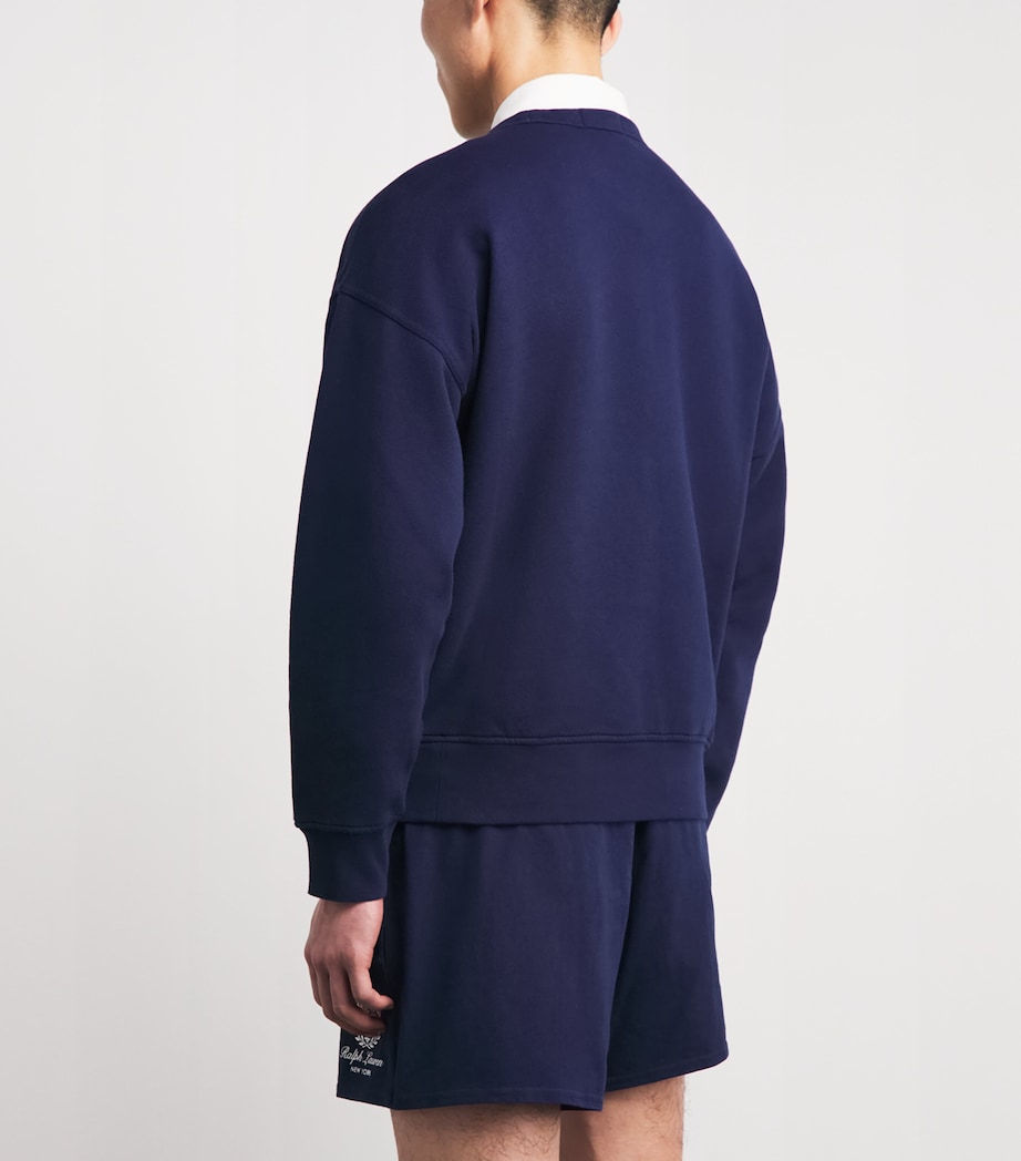 Polo Ralph Lauren Mens Cotton-Blend Logo Crest Sweatshirt Newport Navy Image 5