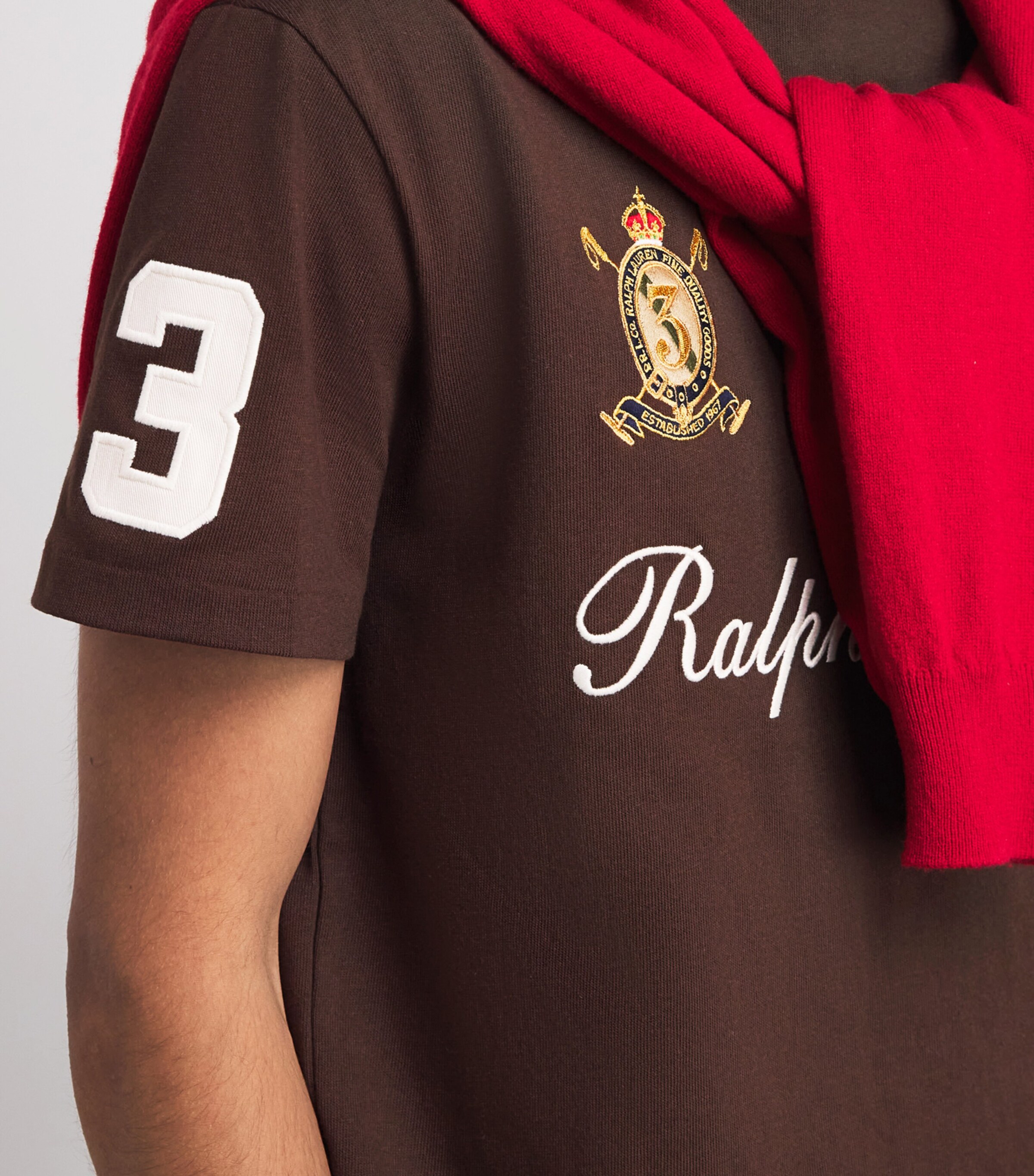 Polo Ralph Lauren Mens Signature Logo T-Shirt Nutmeg Brown Image 3