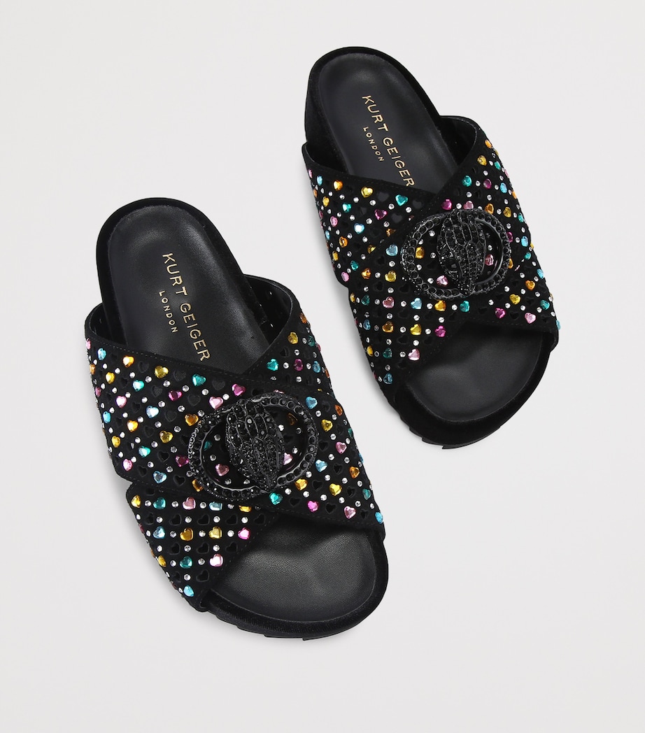 Suede Chelsea Cross-Strap Slides BLACK/COMB Image 4