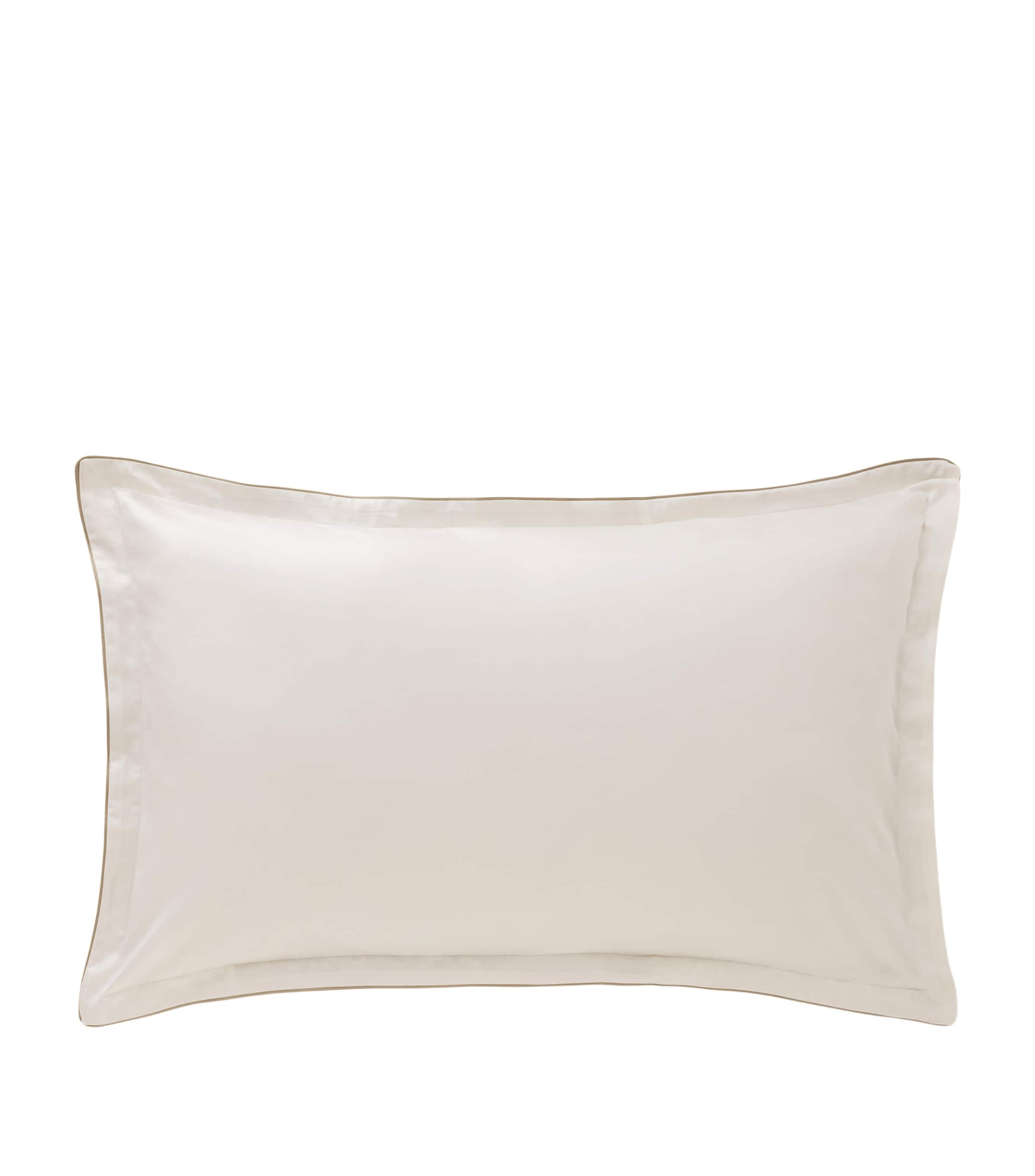 Organic Cotton Fine Fleur Oxford Square Pillowcase (65cm x 65cm) CREAM/GREEN Image 3